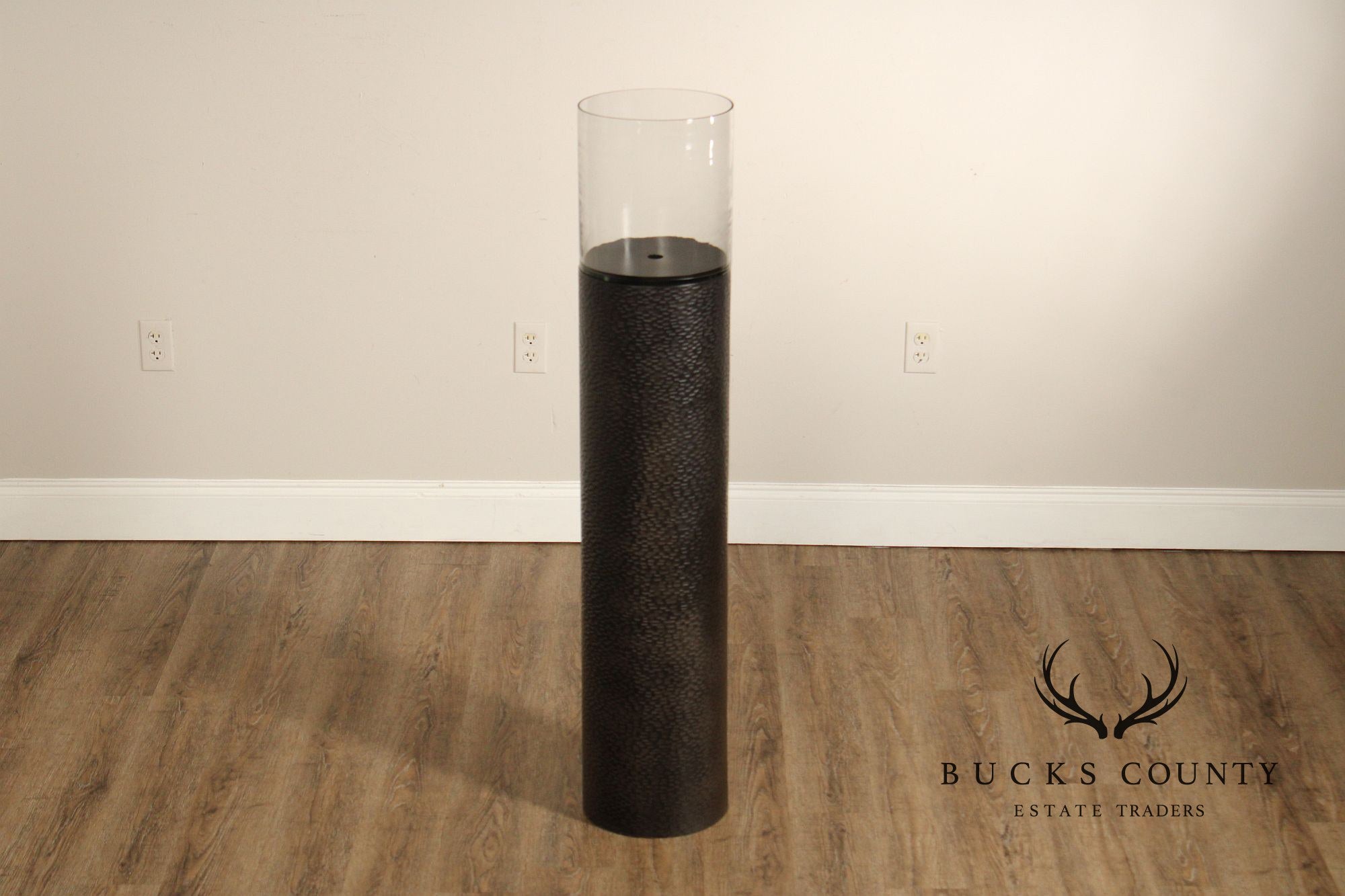 Contemporary Hammered Steel Pillar Candle Stand