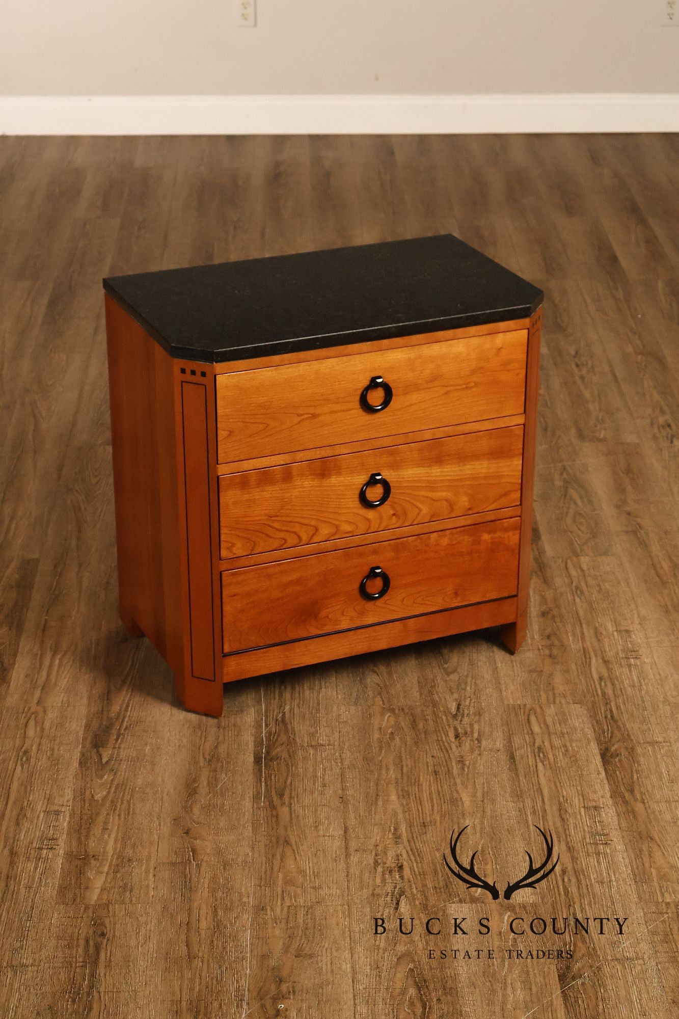 Stickley 21st Century Collection Pair of Granite Top Cherry Nightstands