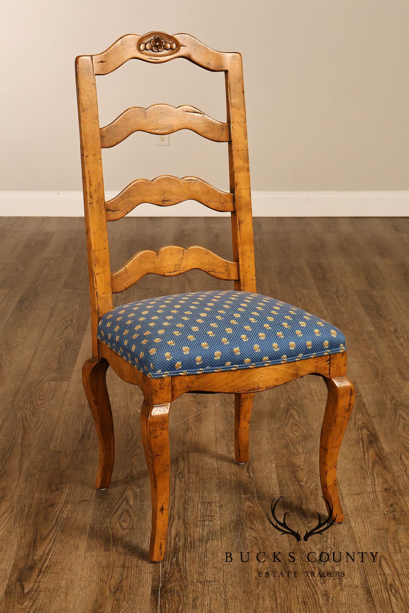 Guy Chaddock Basque Hickory Set Of Eight French Country Ladder Back Dining Chairs