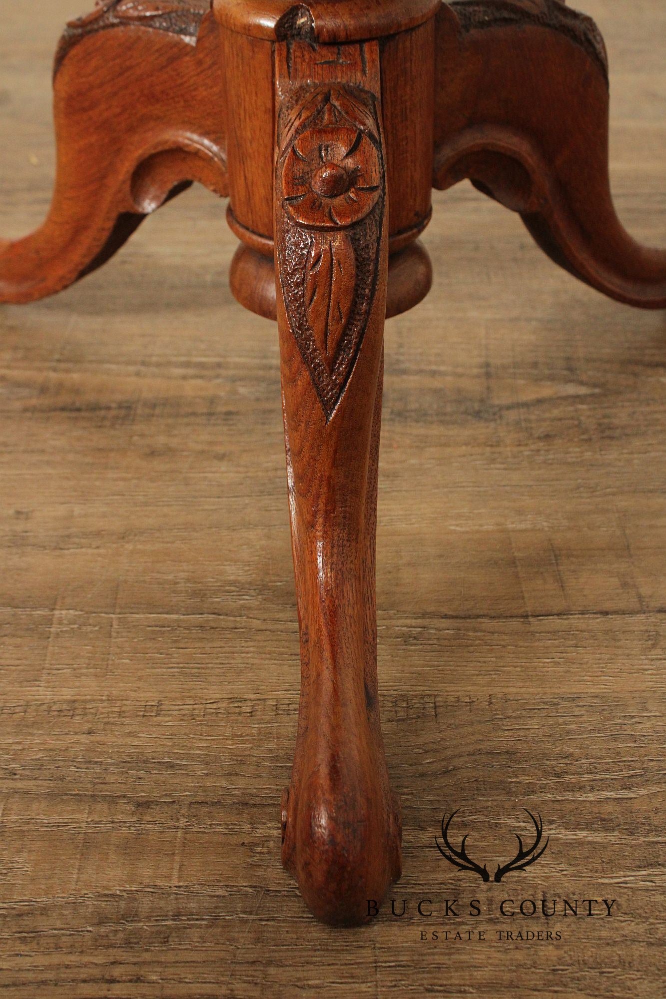 Antique Victorian Carved Walnut Tea or Wine Table