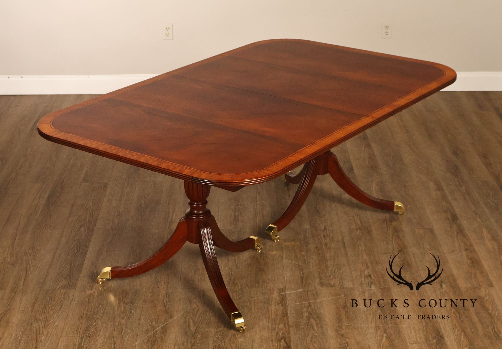 Craftique Mahogany Dining Table With Satin Wood Banding- 4 Leaves