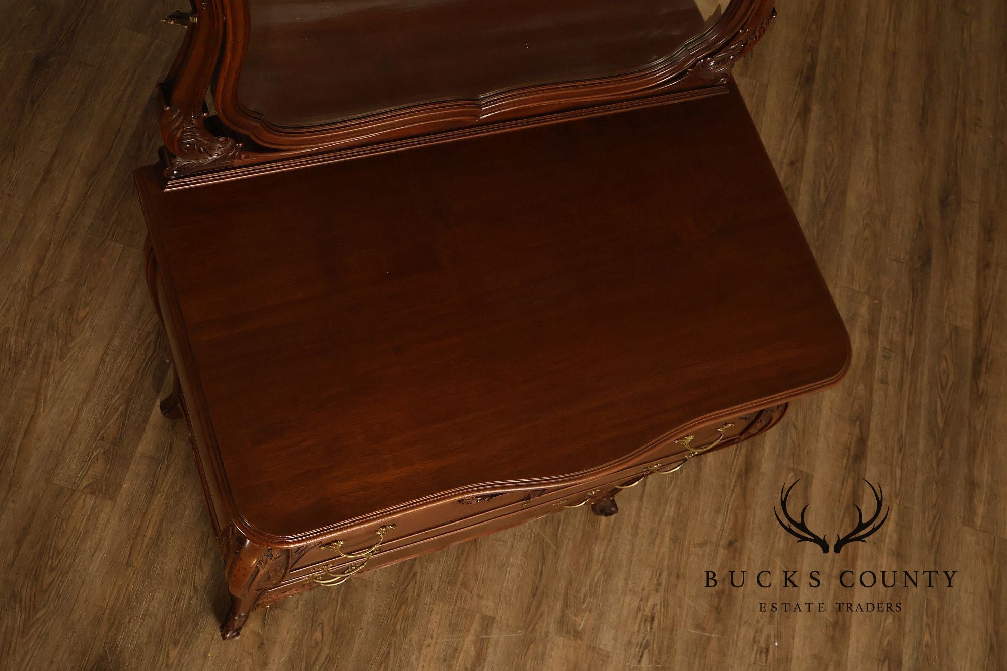 Antique R. J. Horner Carved Mahogany High Chest Of Drawers With Mirror