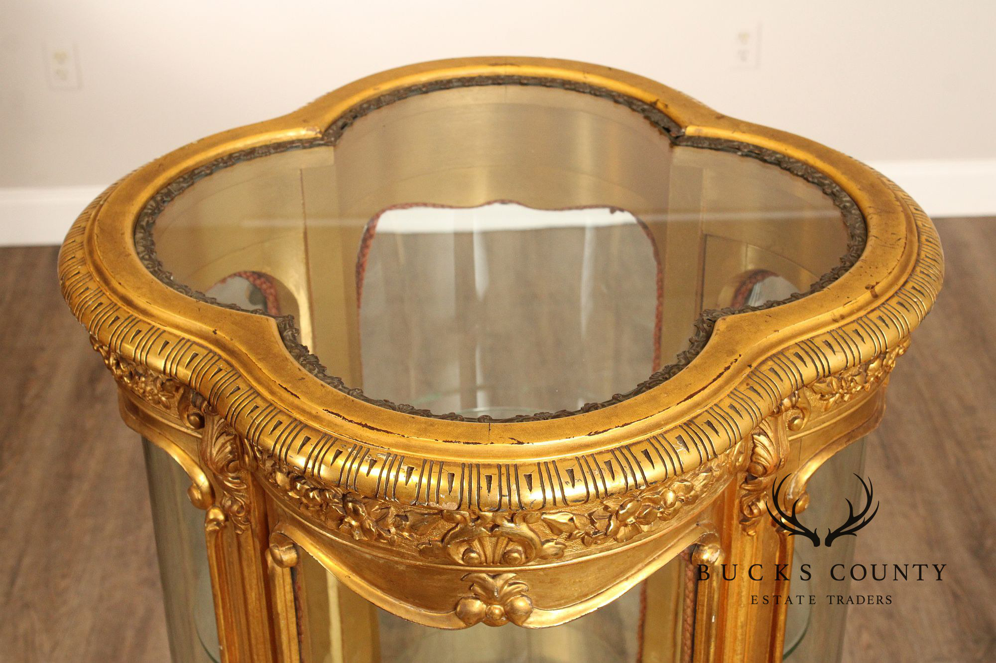 Rococo Style Giltwood Curio Cabinet With Glass Panels