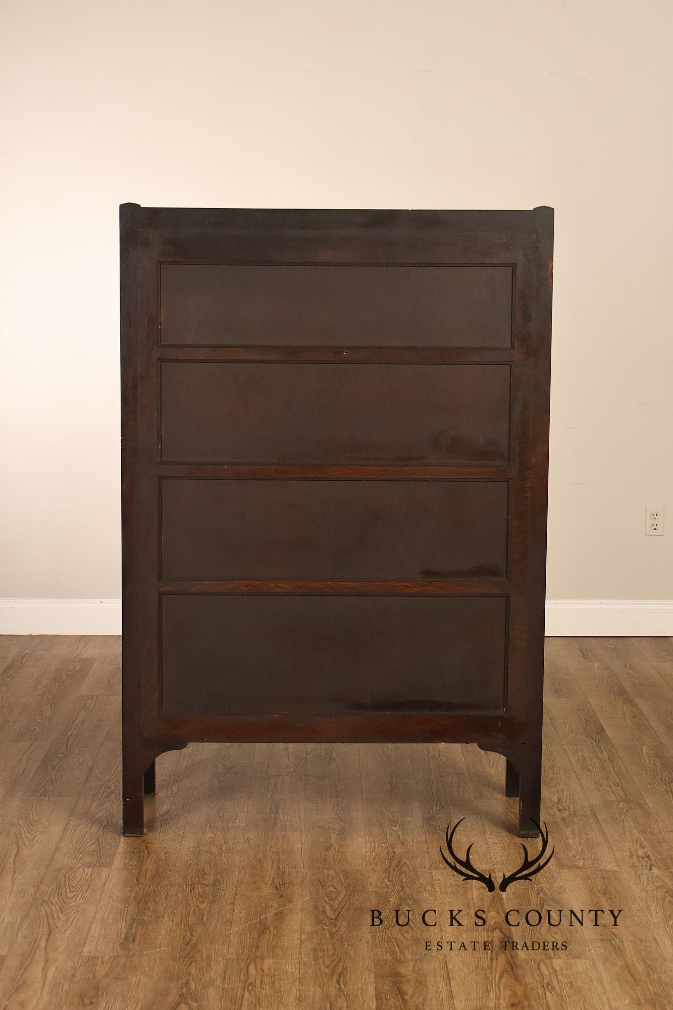 Antique Grand Rapids Mission Oak Two Door China Cabinet Bookcase