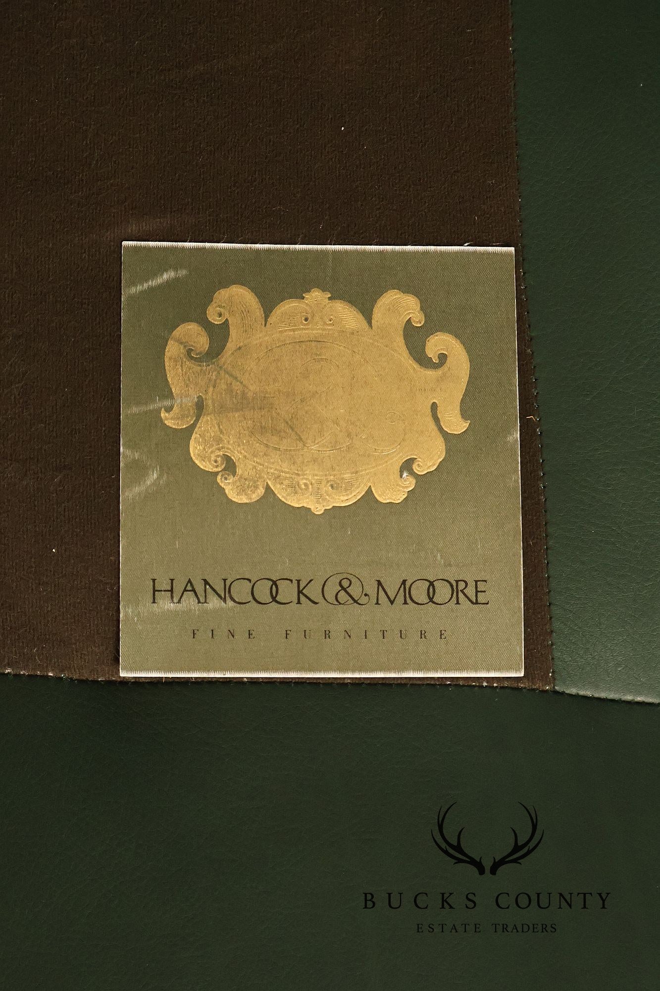 Hancock & Moore Green Leather Nailhead Trim Sofa