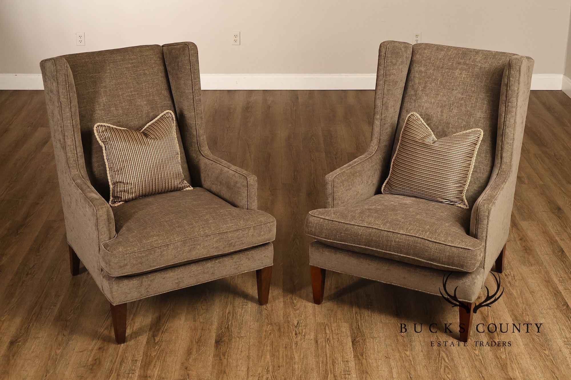 Hickory White Transitional Style Pair of High Back Wing Chairs