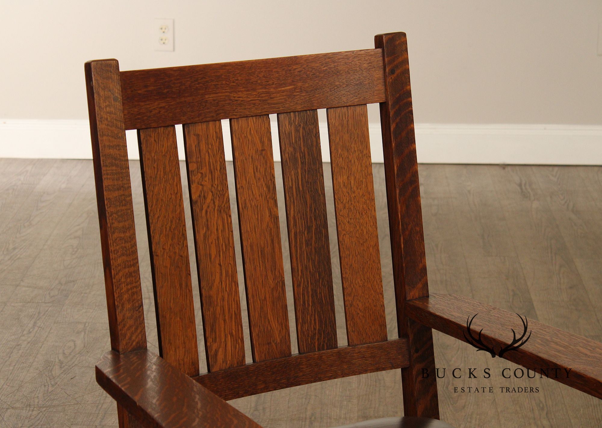Gustav Stickley Mission Oak and Leather Rocker