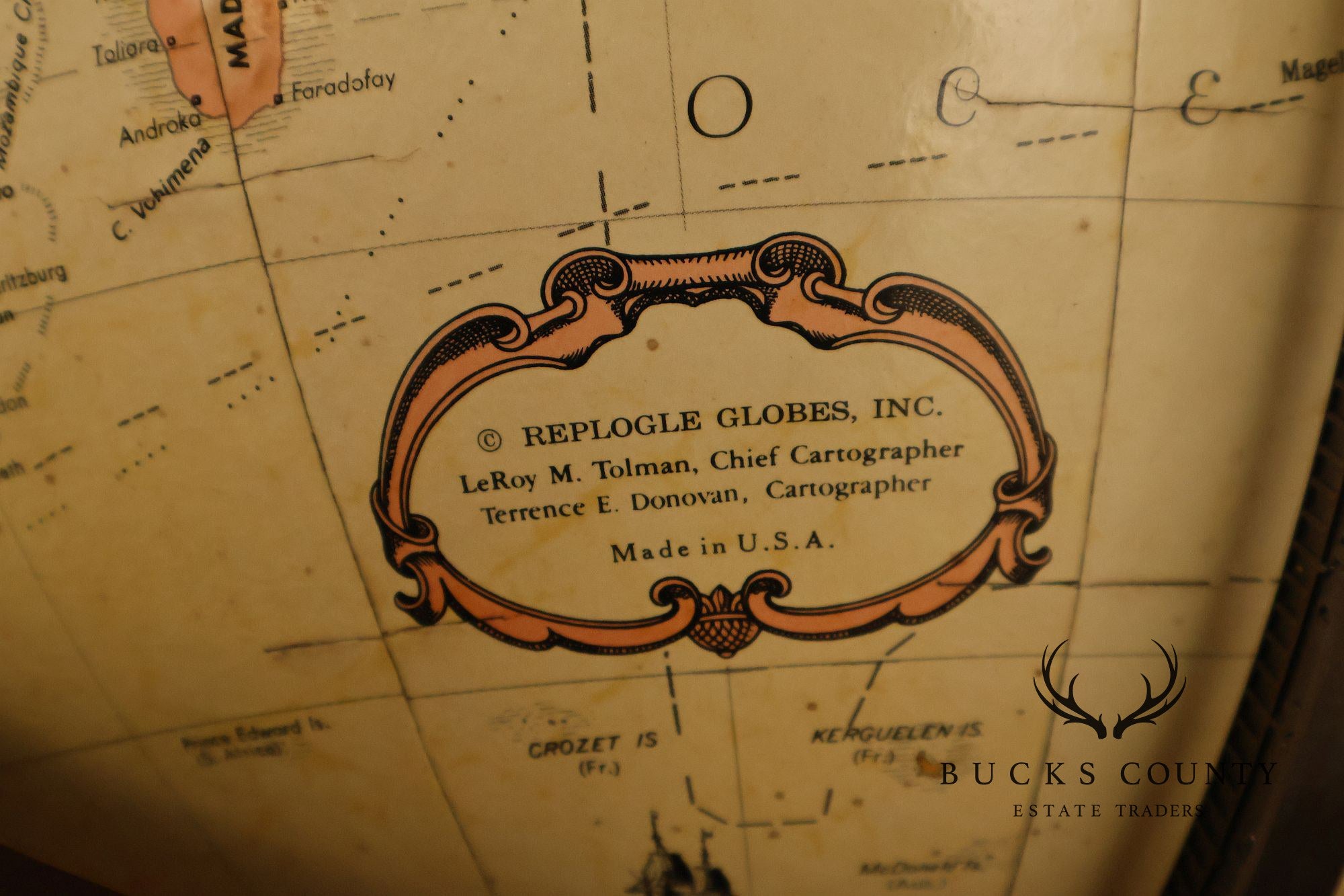 Maitland-Smith Mahogany Replogle World Globe Accent Table