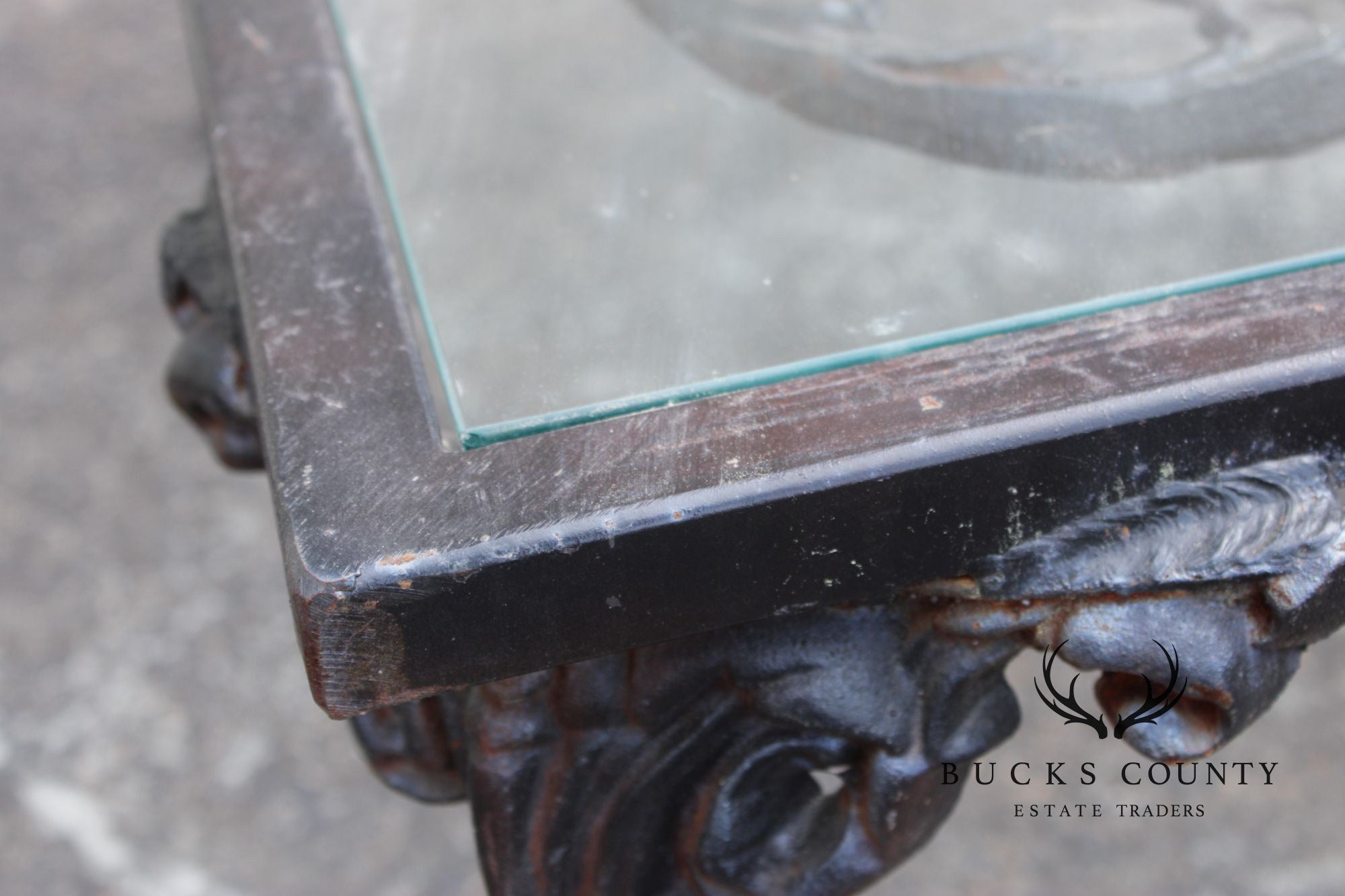 Victorian Style Glass Top Iron Coffee Table