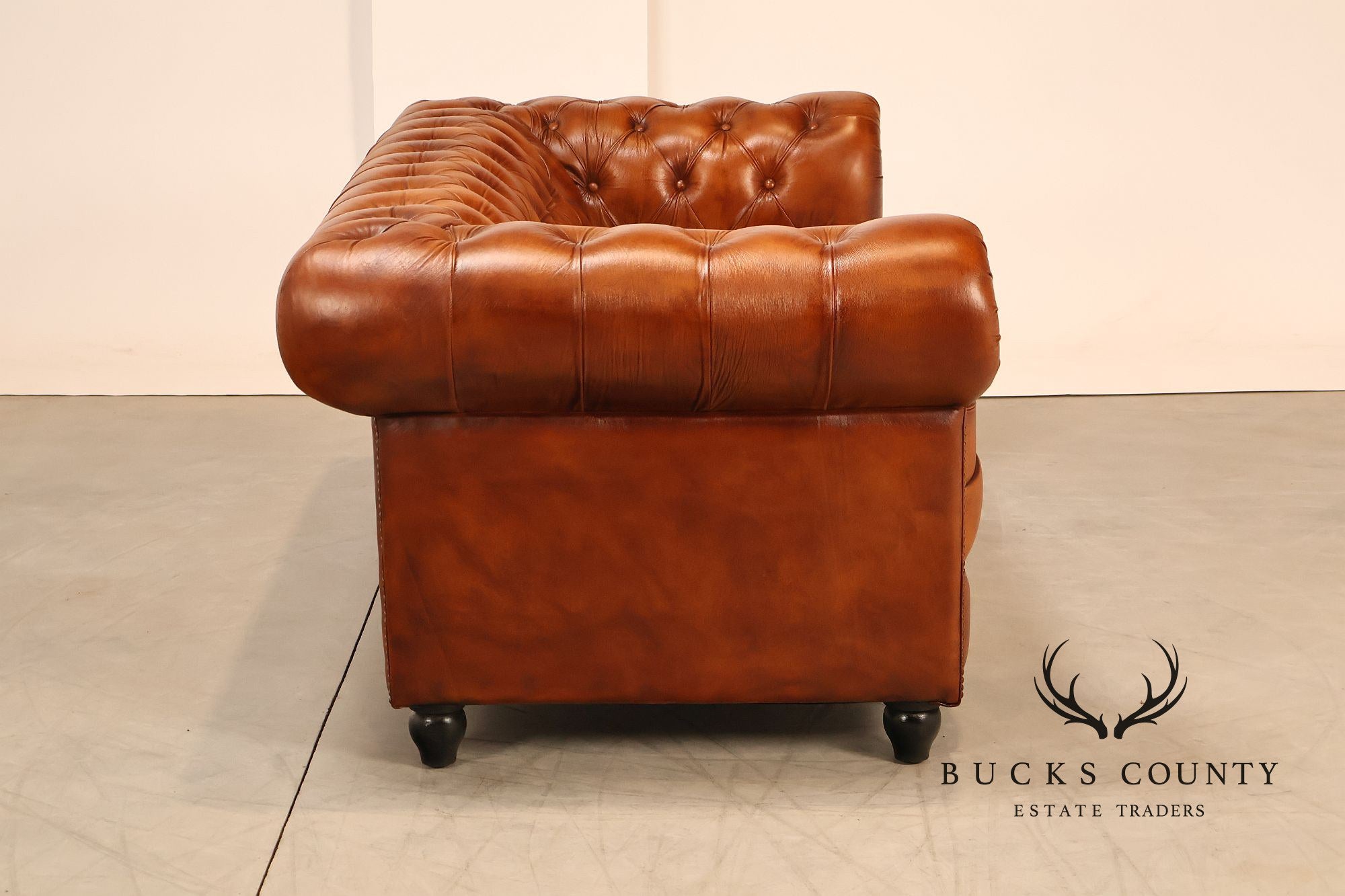 Chesterfield Style Brown Leather Sofa