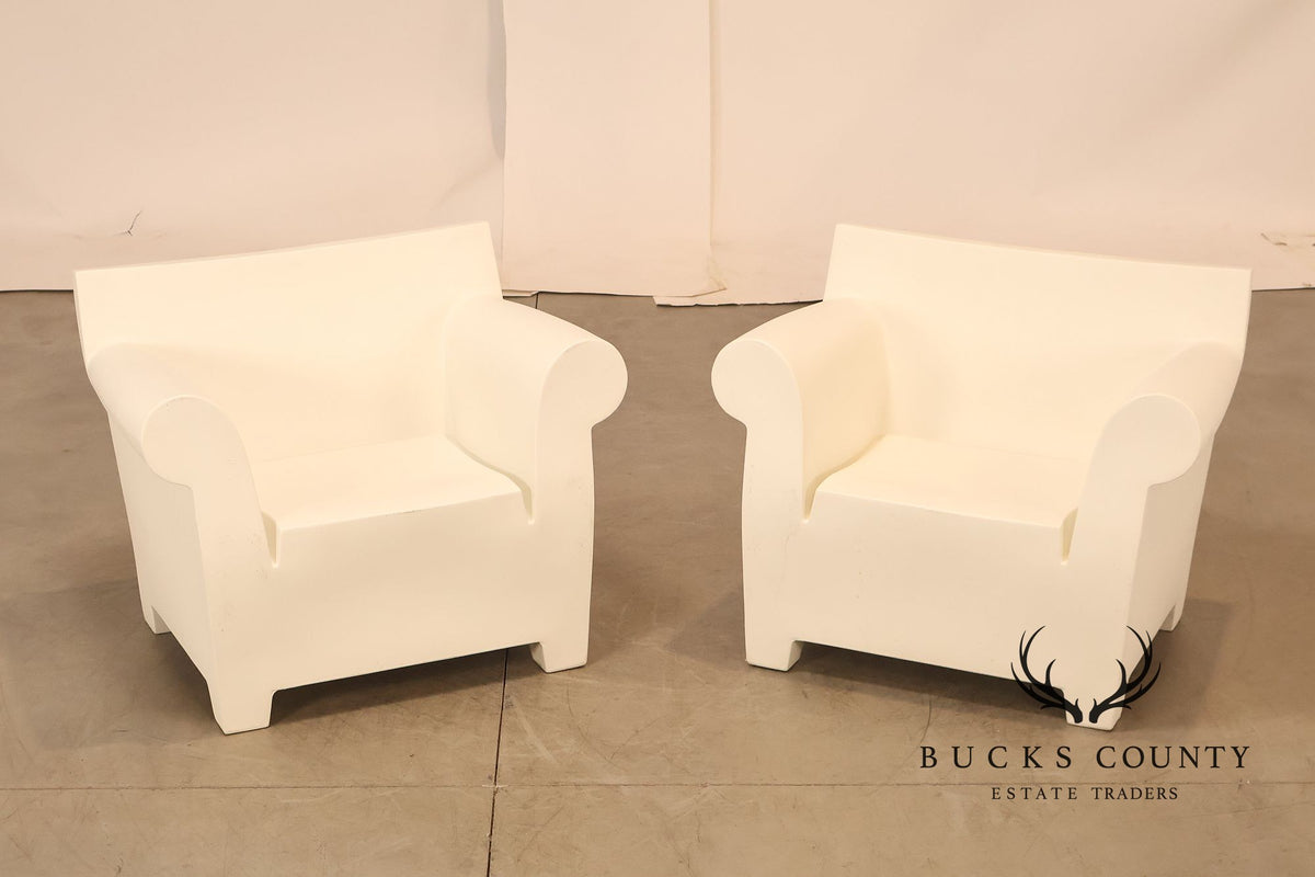 Kartell Philippe Starck Pair Of Bubble Club White Armchairs
