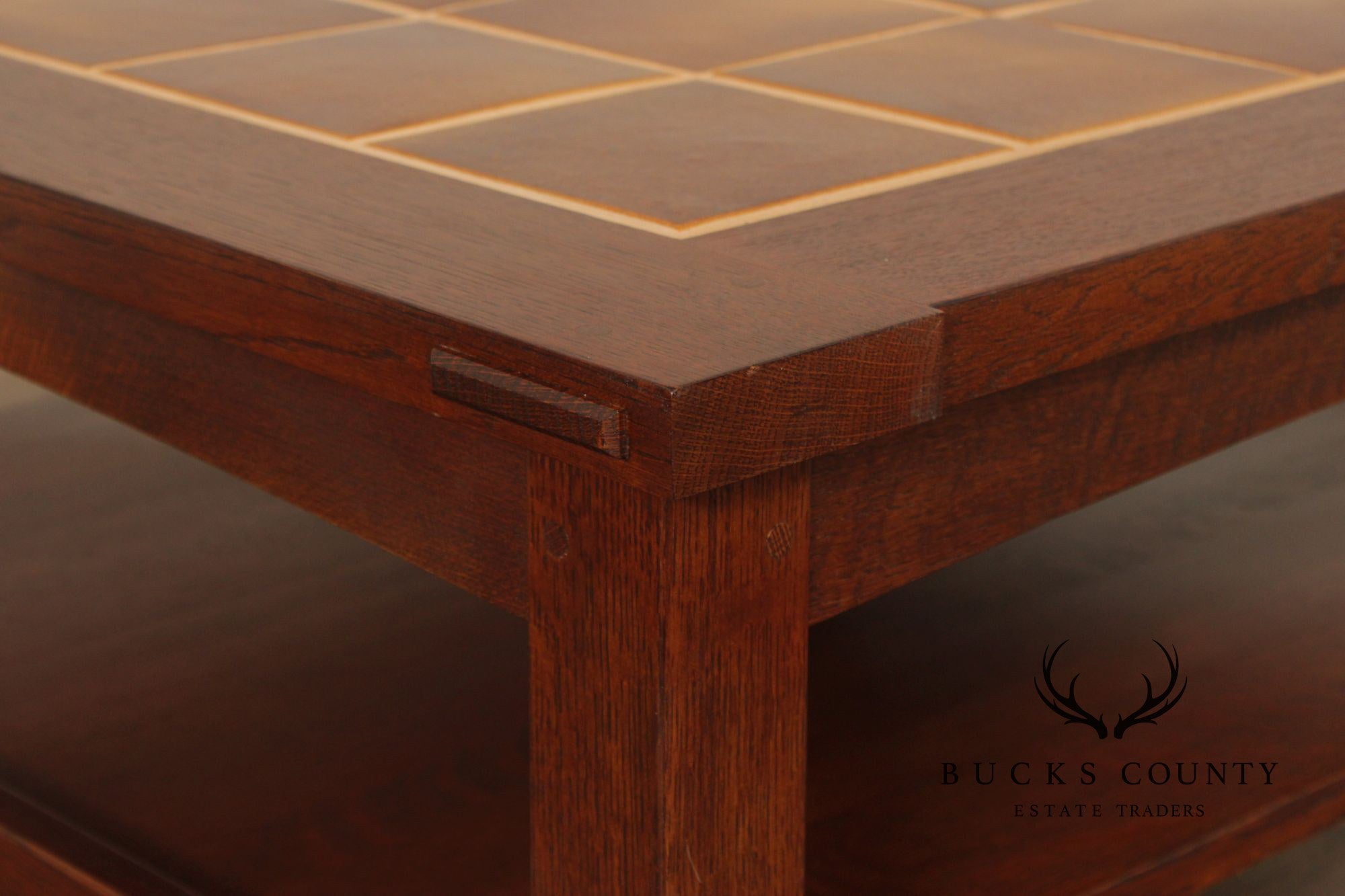 Stickley Mission Collection Oak Tile Top Cocktail Table