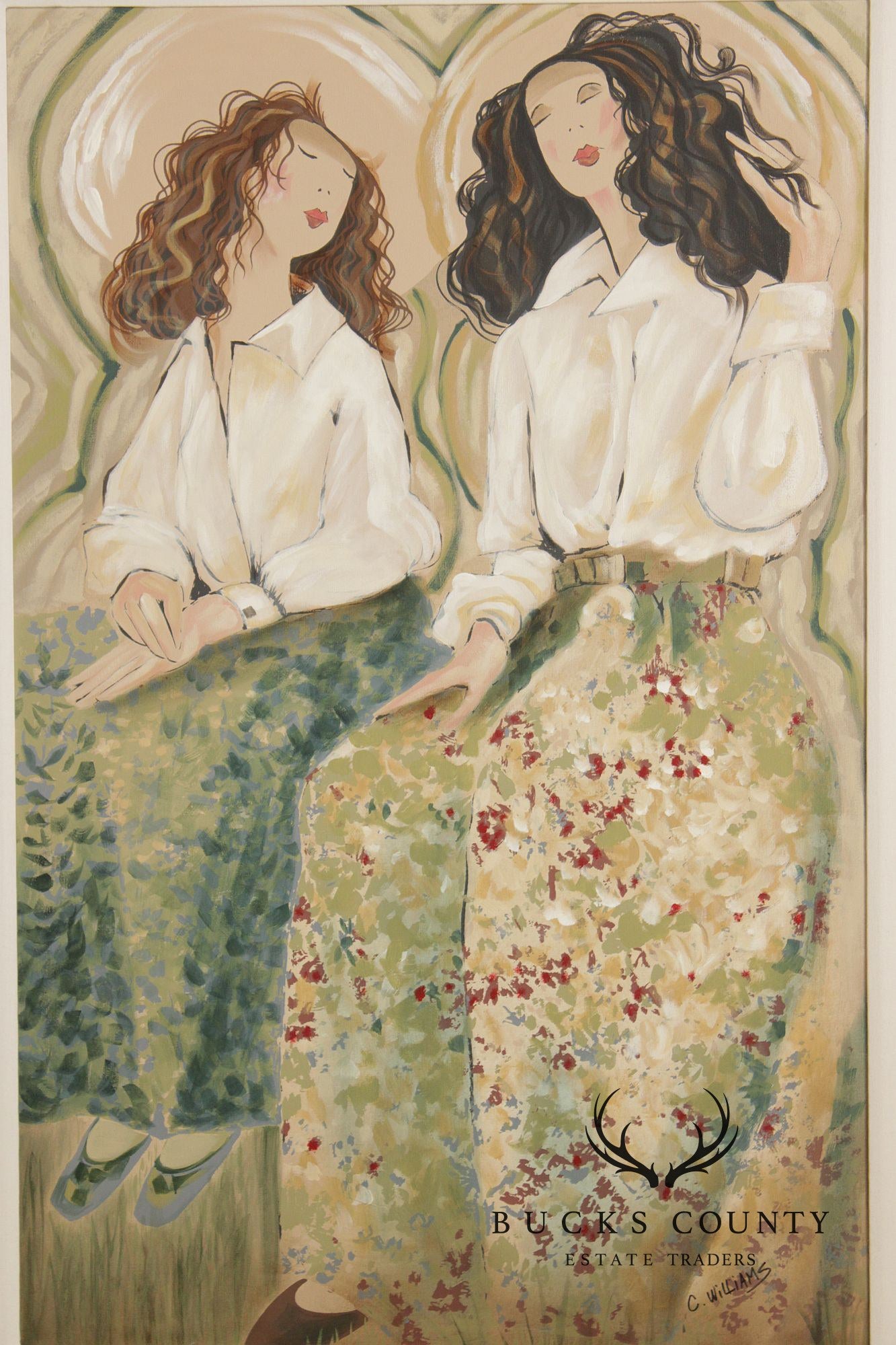 C. Williams Large Framed Oil Painting, White Shirts