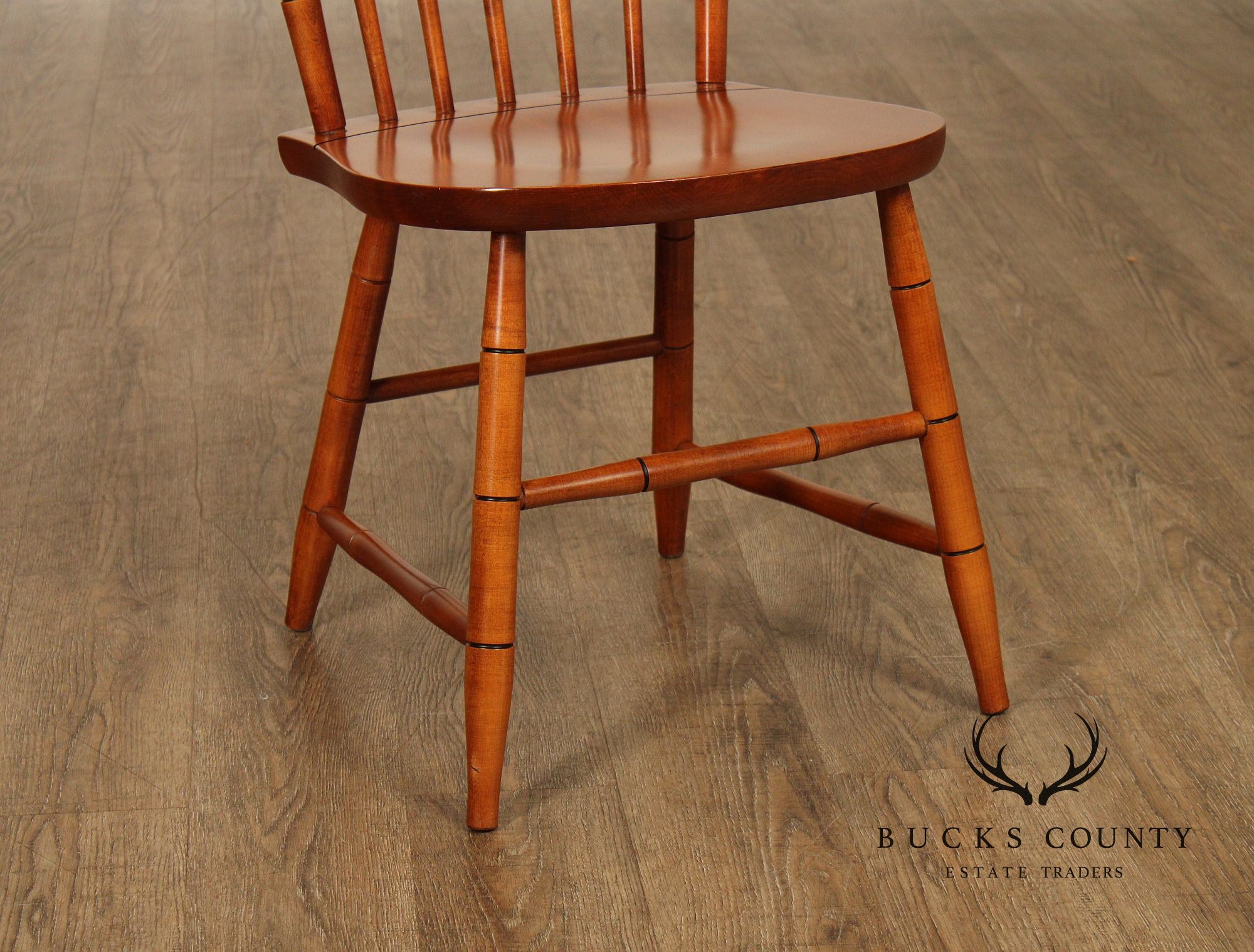 L. Hitchcock Set Of Four Stenciled Spindle Back Dining Chairs
