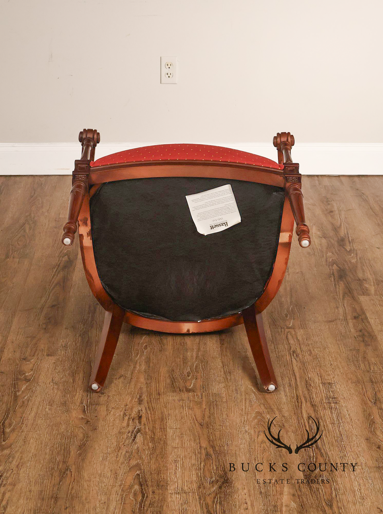 Bassett Federal Style Mahogany Cane Back Accent Chair