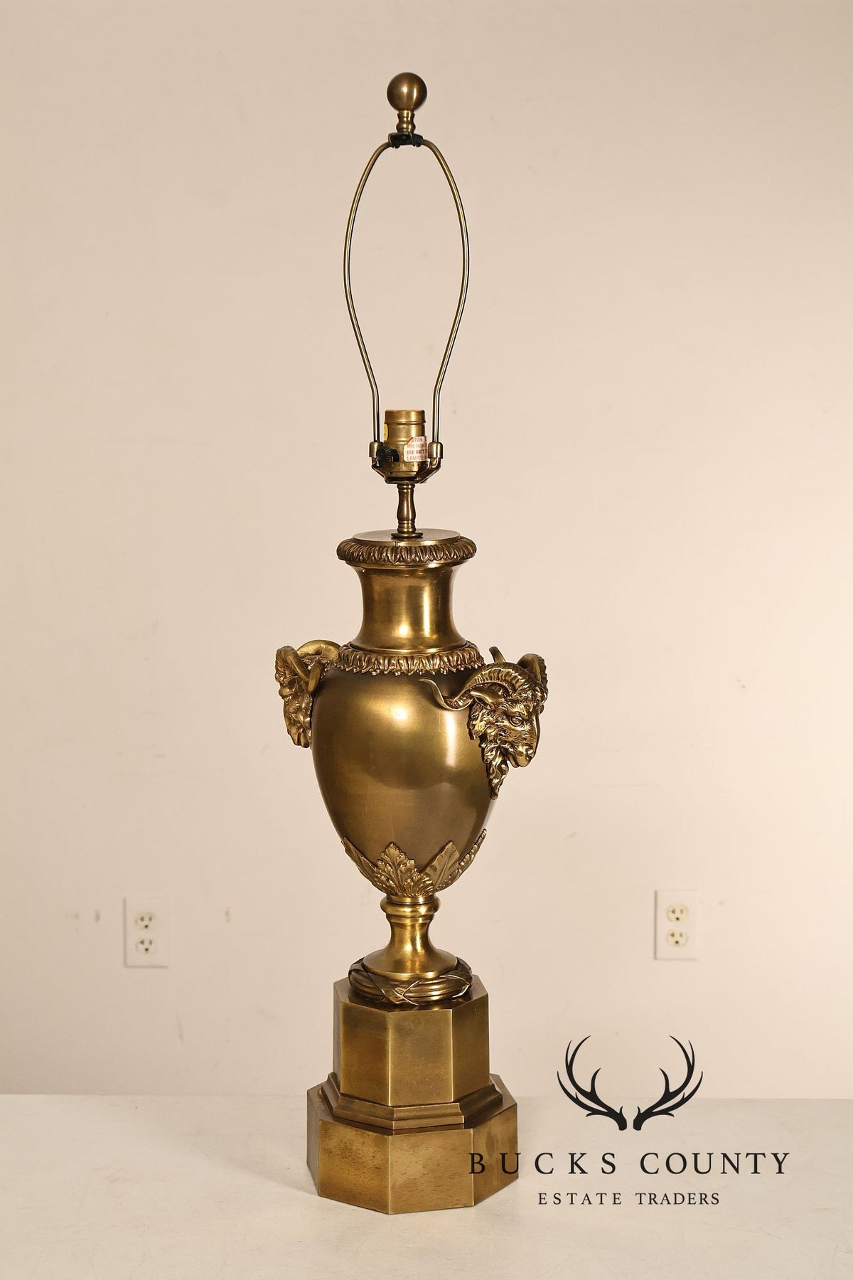 Chapman Vintage Pair of Brass Ram's Head Table Lamps