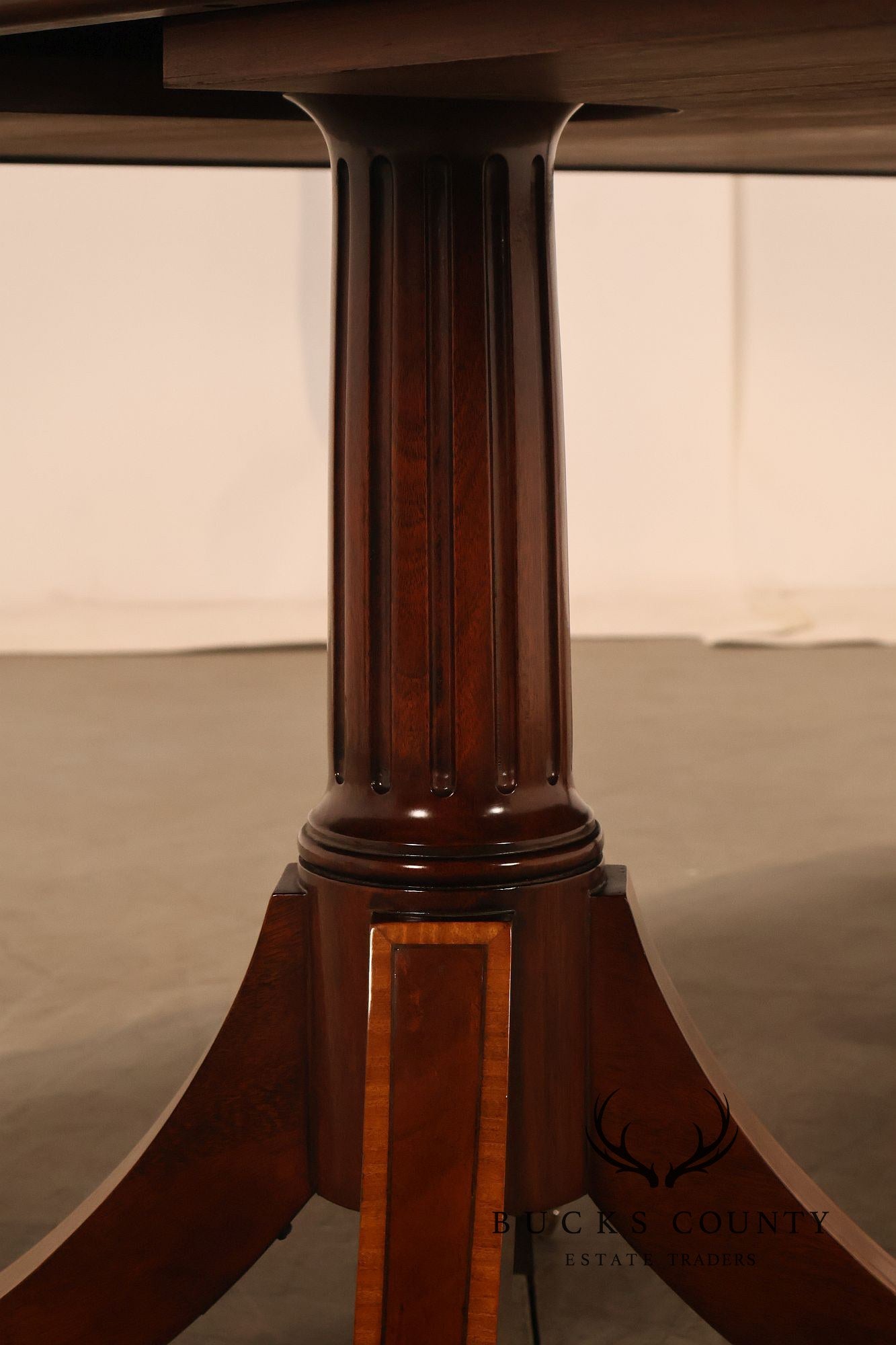 Karges Duncan Phyfe Banded Mahogany Double Pedestal Dining Table