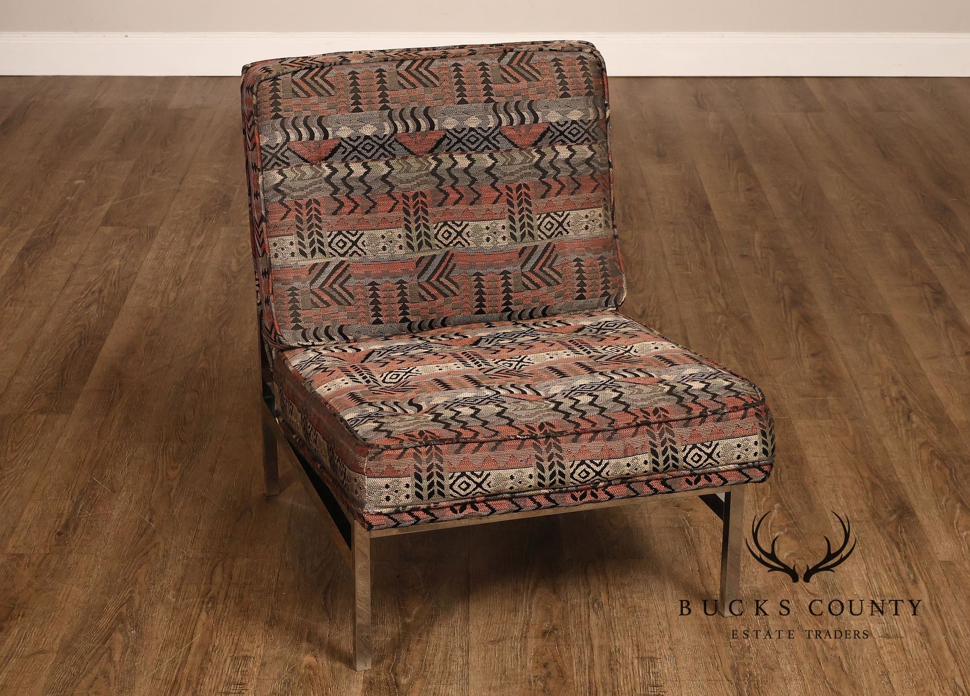 Florence Knoll Mid Century Modern Pair of Chrome Lounge Chairs