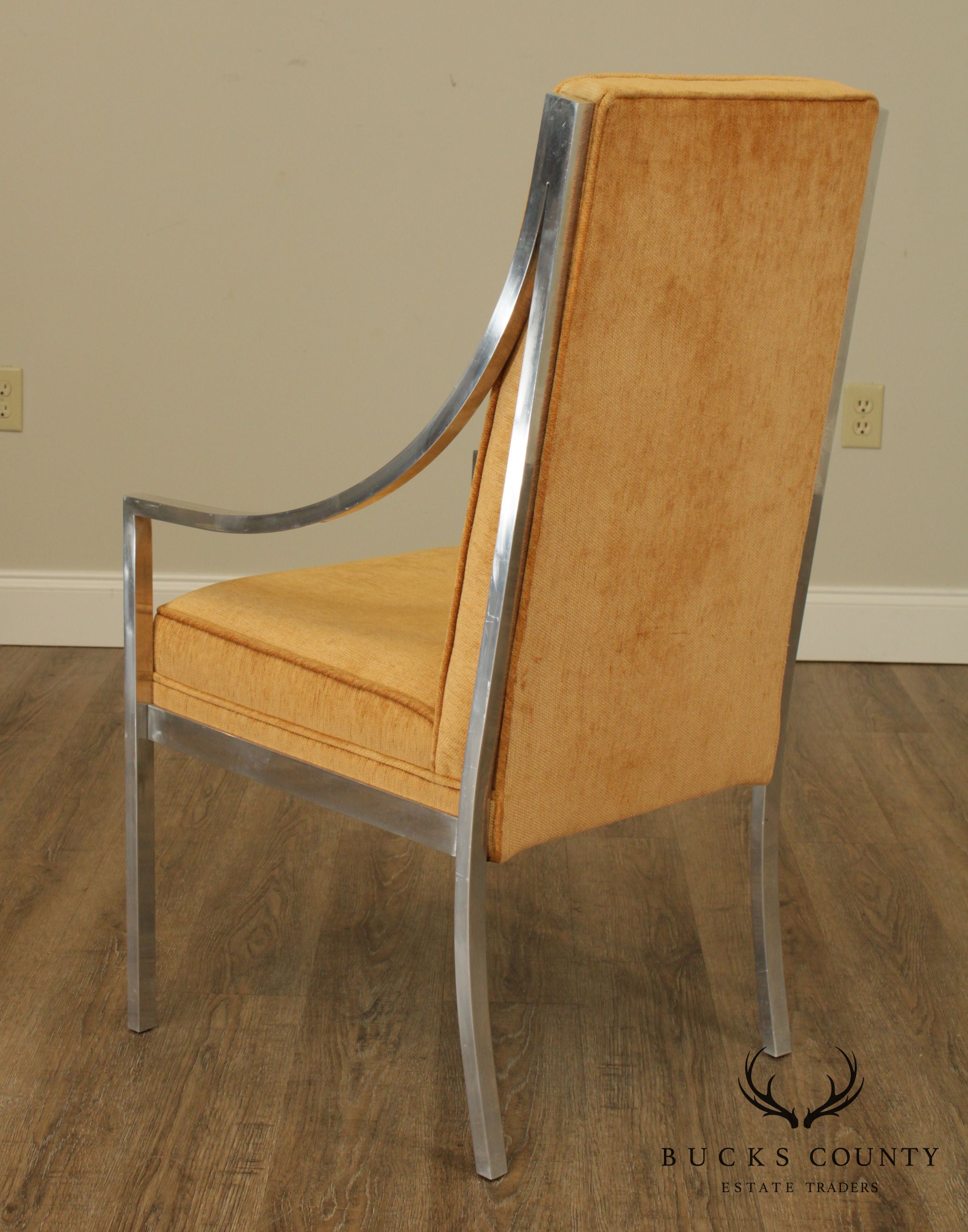 Mid Century Modern Aluminum Frame Upholstered Armchair