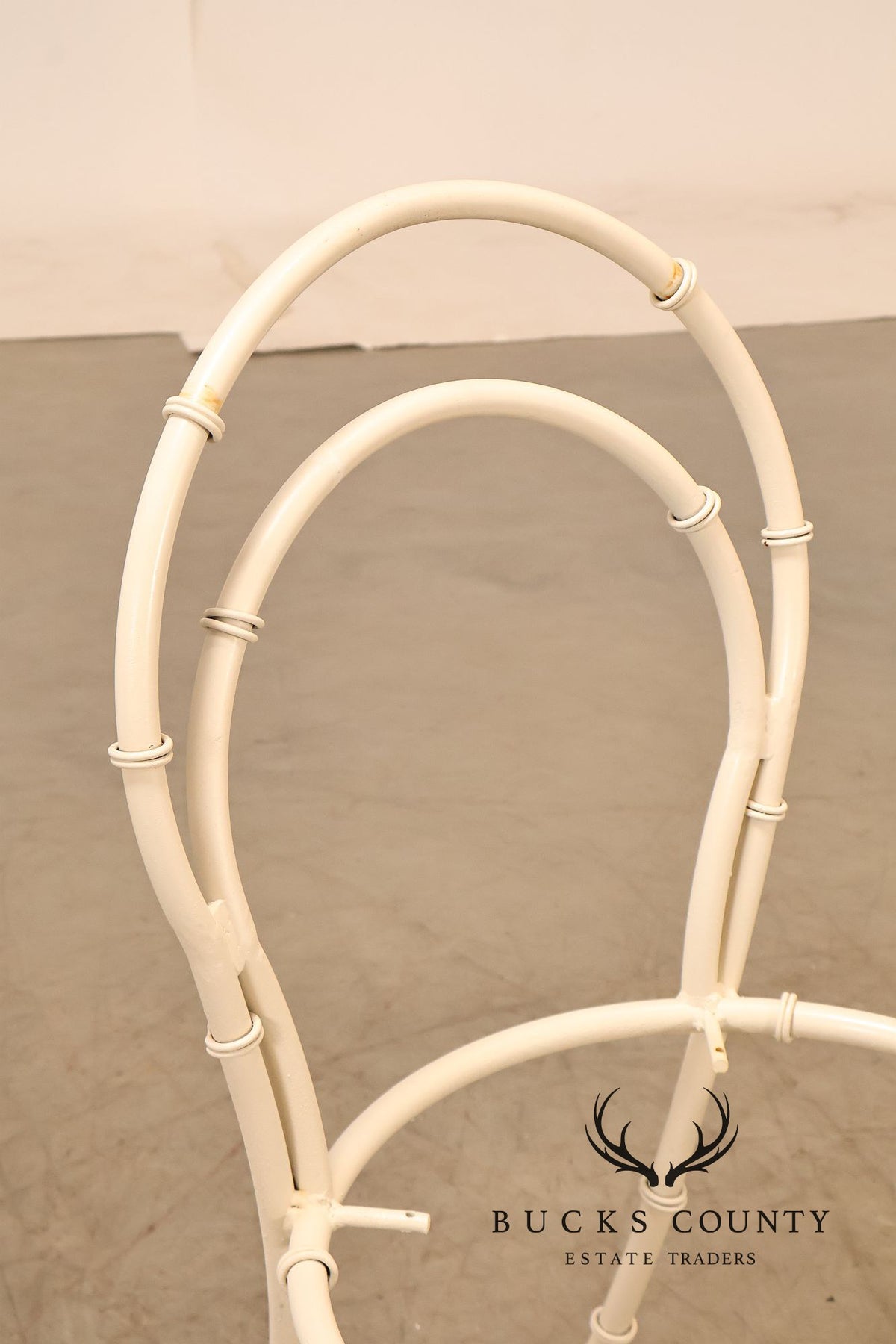 Vintage White Painted Wrought Iron Outdoor Chair Frame