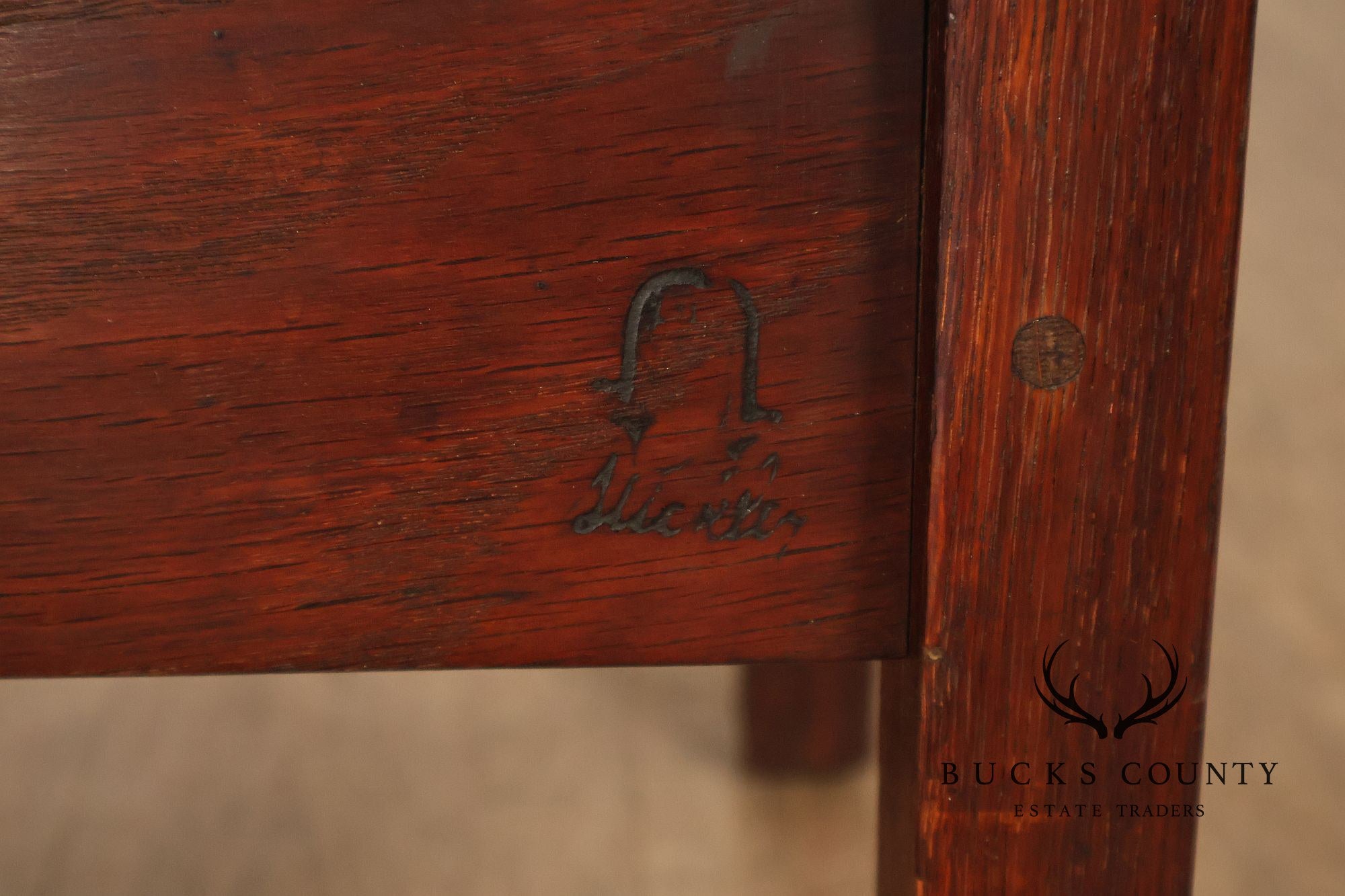 Antique Gustav Stickley Mission Oak Ladderback Side Chair