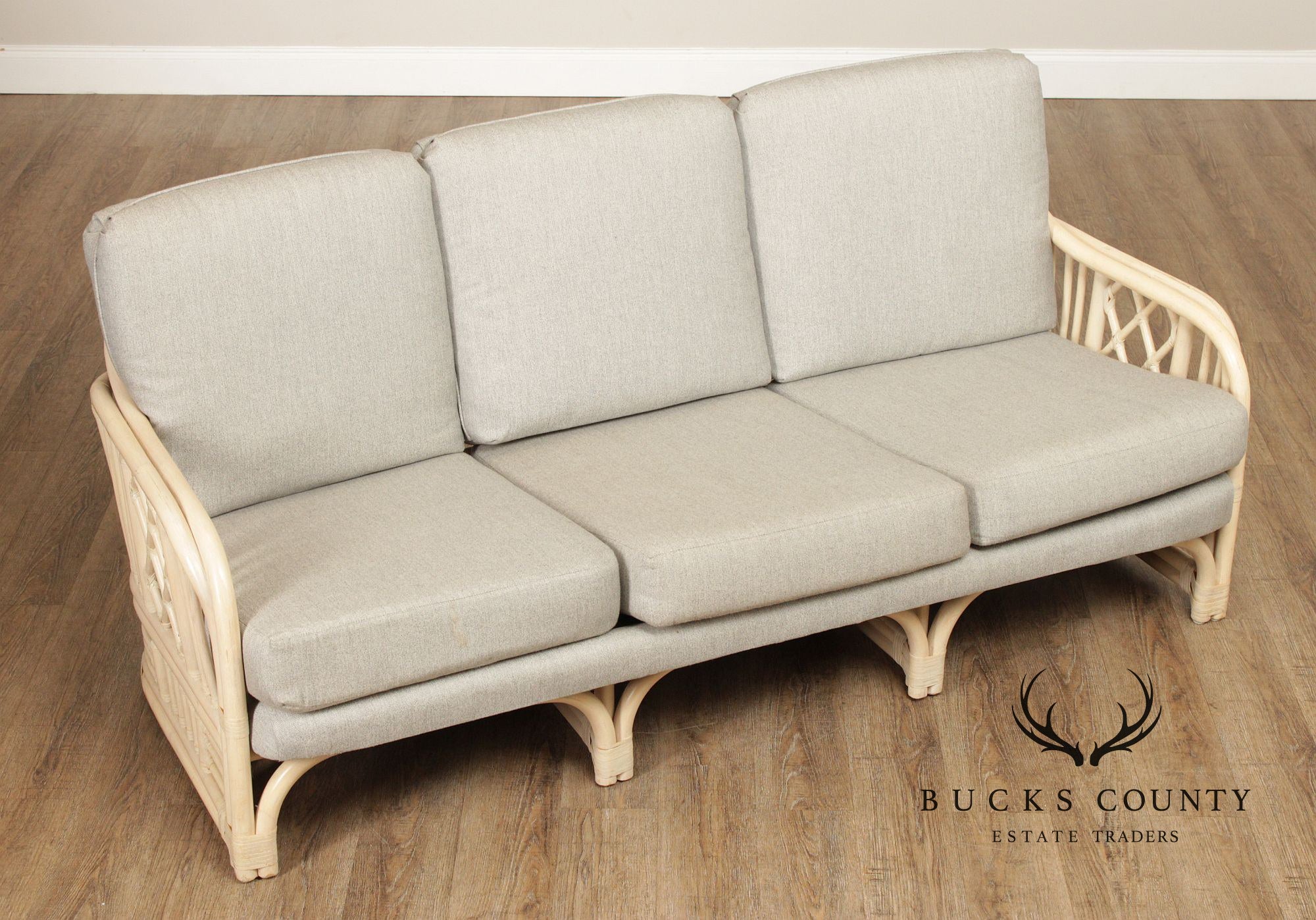 Brighton Pavilion Style Vintage Rattan Three-Seat Sofa