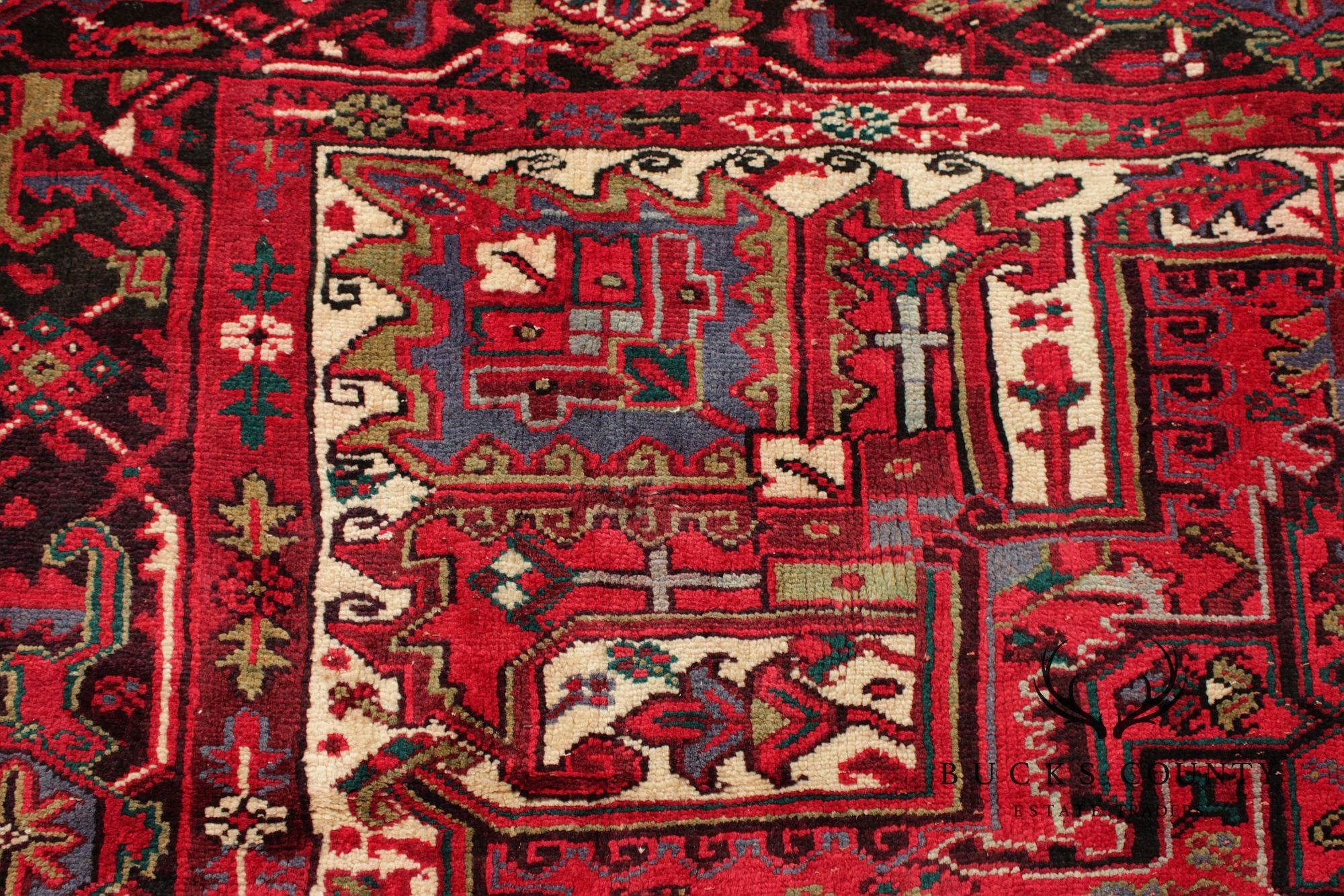 Vintage Persian Heriz Area Rug 7' 9" x 11' 1"