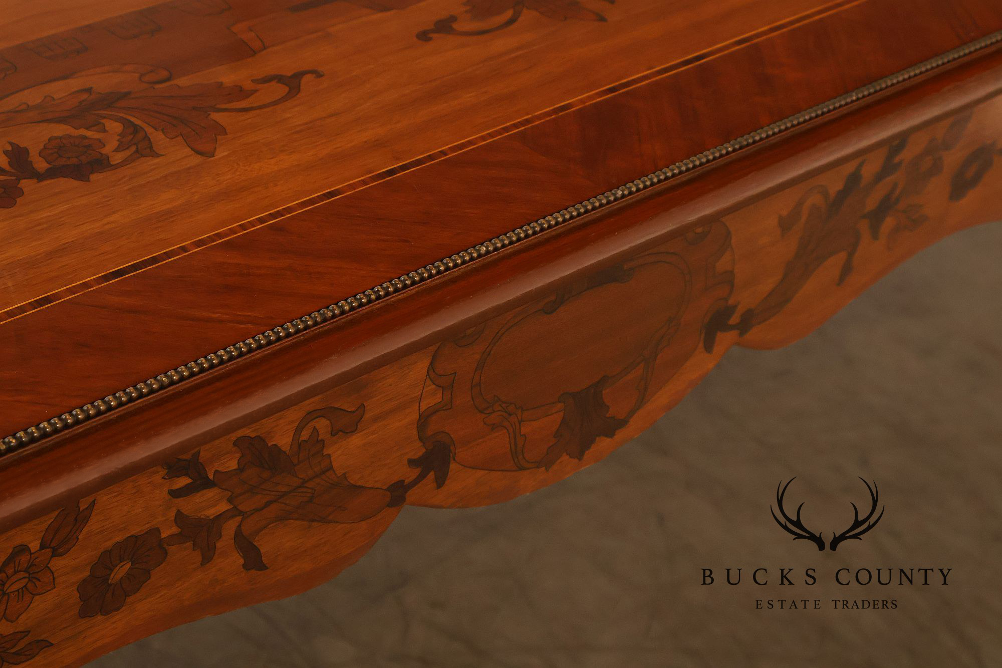 Custom Louis XVI Style Walnut Marquetry Dining Table