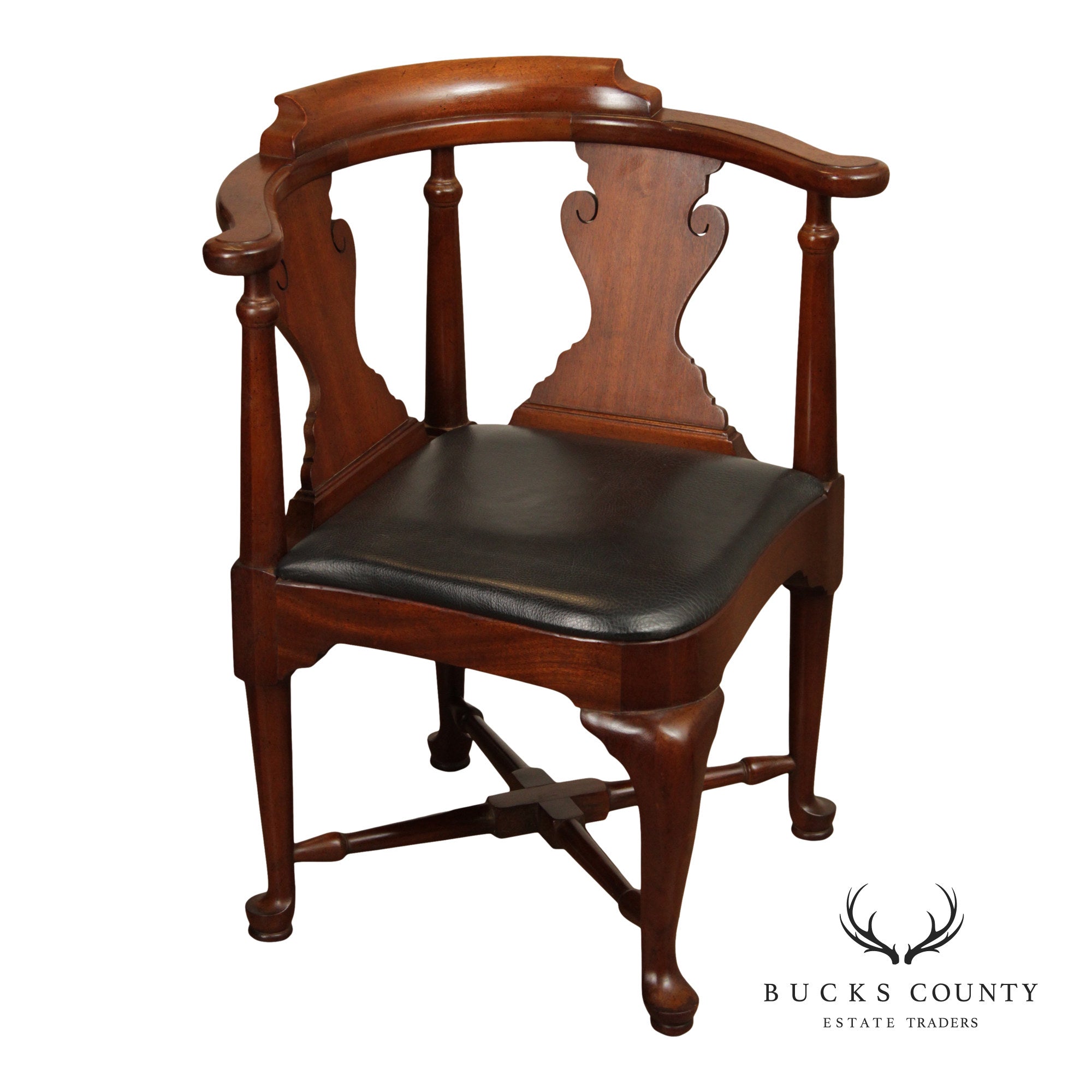 Queen Anne Style Vintage Mahogany Corner Chair