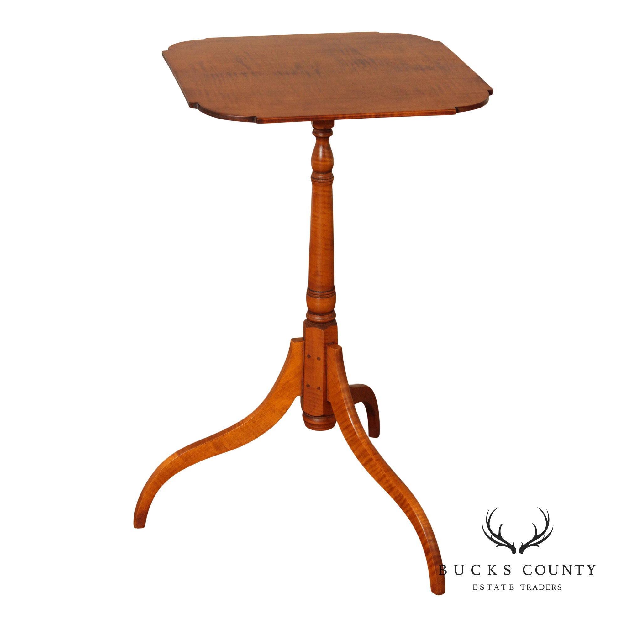 Eldred Wheeler Early American Style Tiger Maple Candlestand