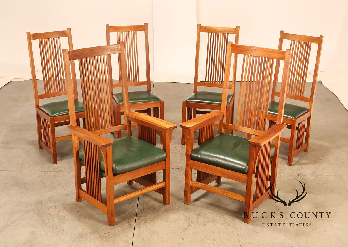Stickley Mission Collection Cherry Spindle Back Dining Chairs Set Of 6