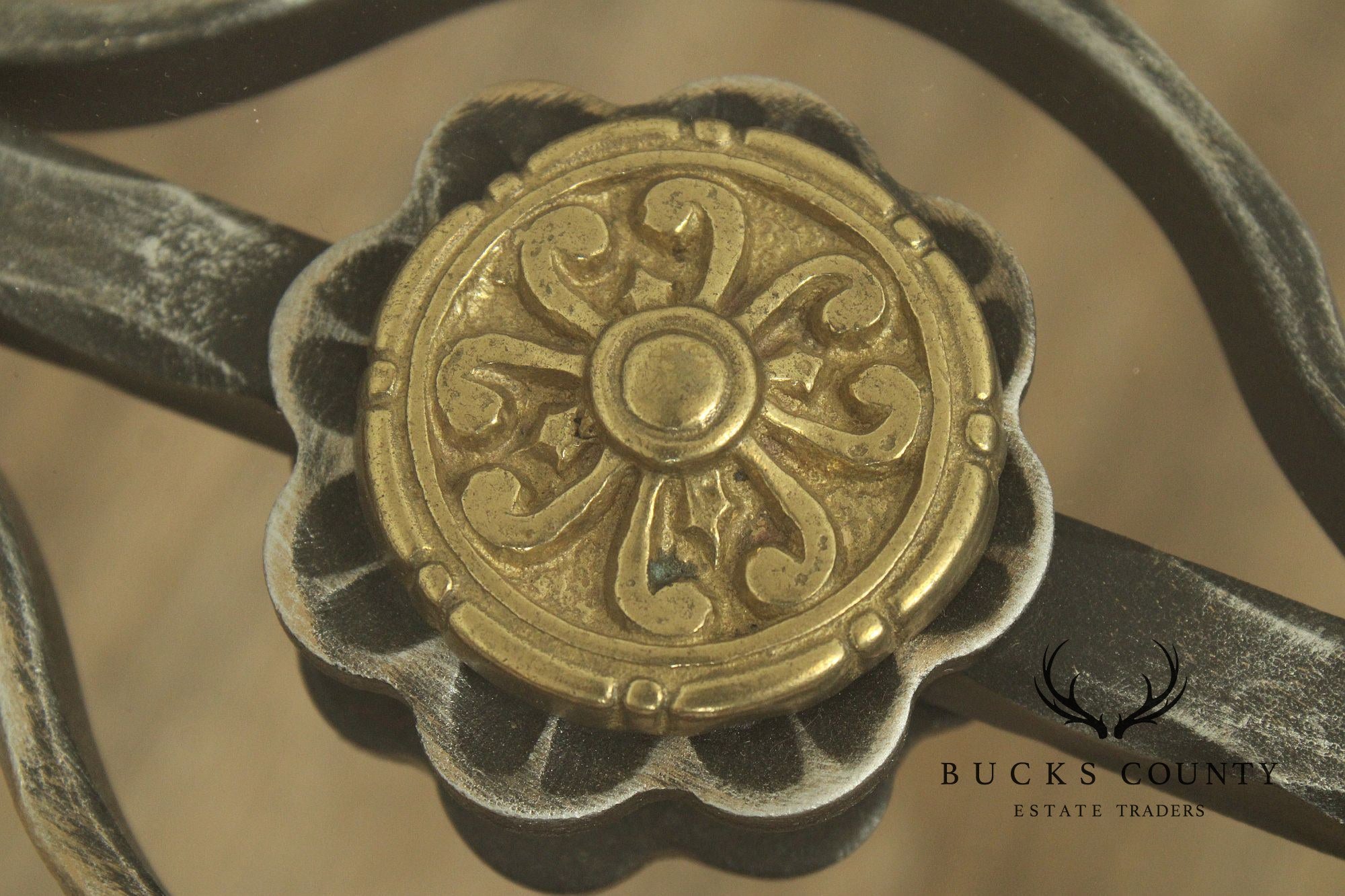 Renaissance Style Cast Iron Glass Top Coffee Table