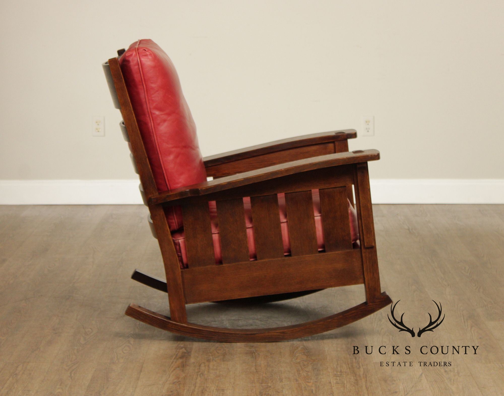Stickley Mission Collection Oak And Leather Rocker