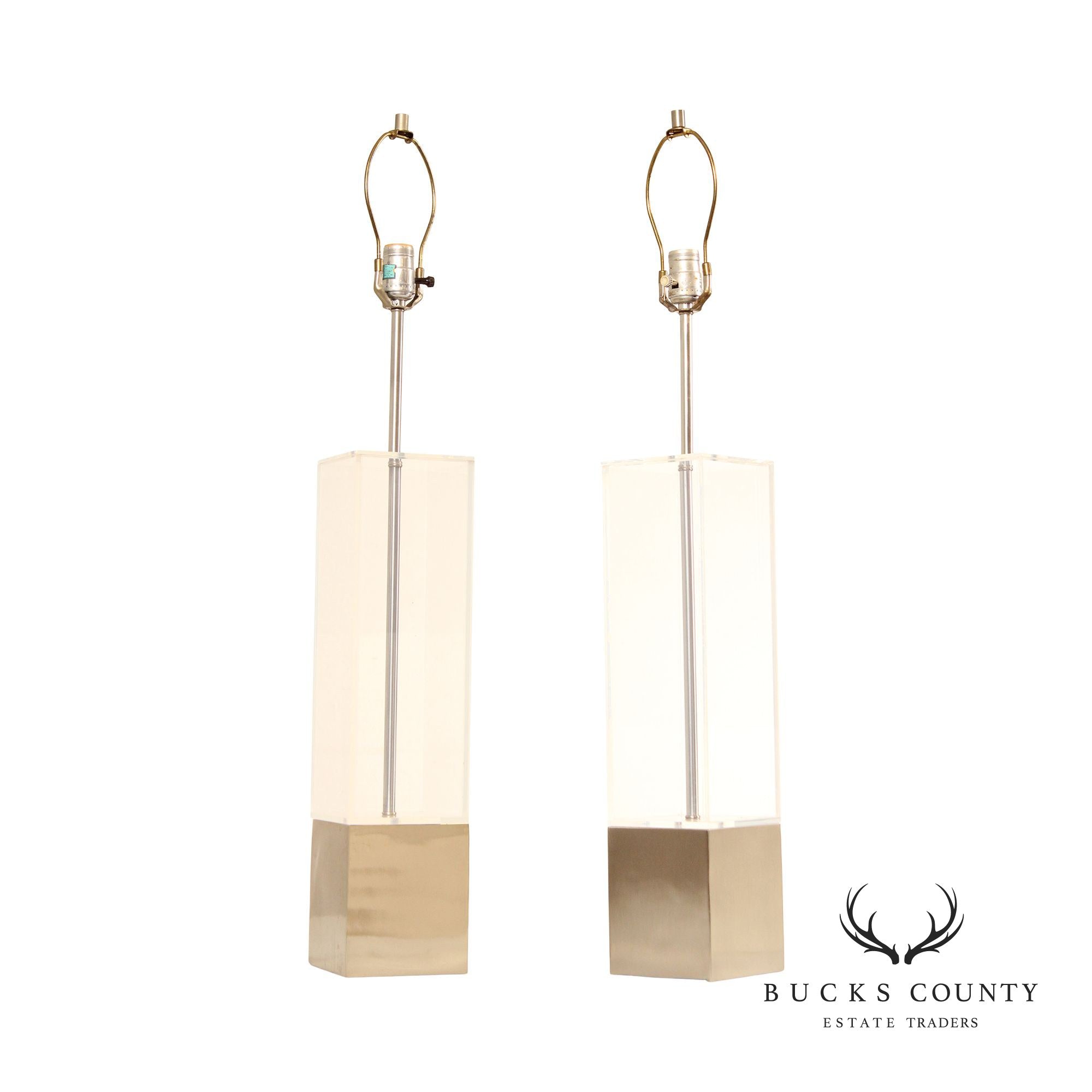 Mid Century Modern Pair Lucite Table Lamps