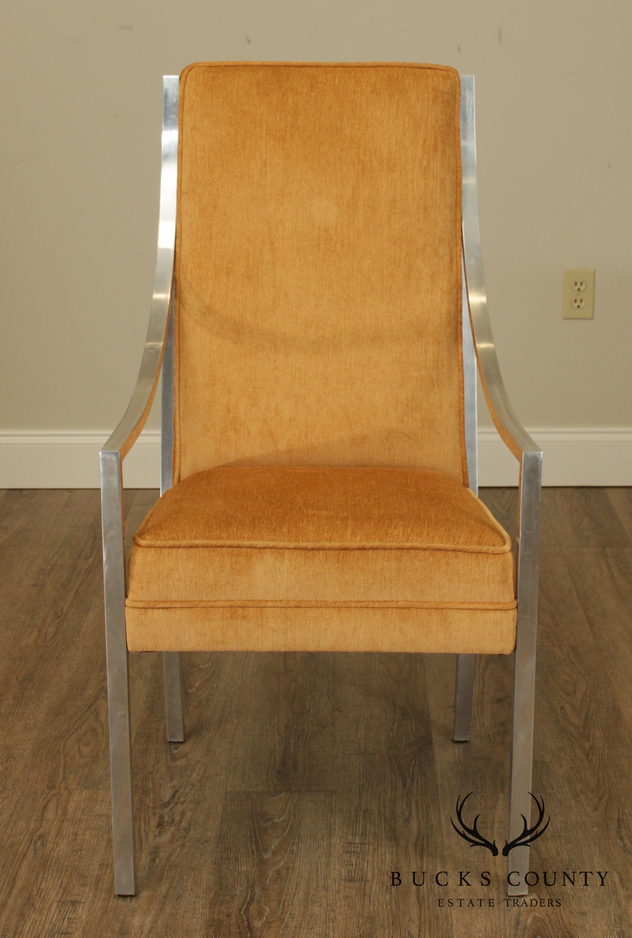 Mid Century Modern Aluminum Frame Upholstered Armchair