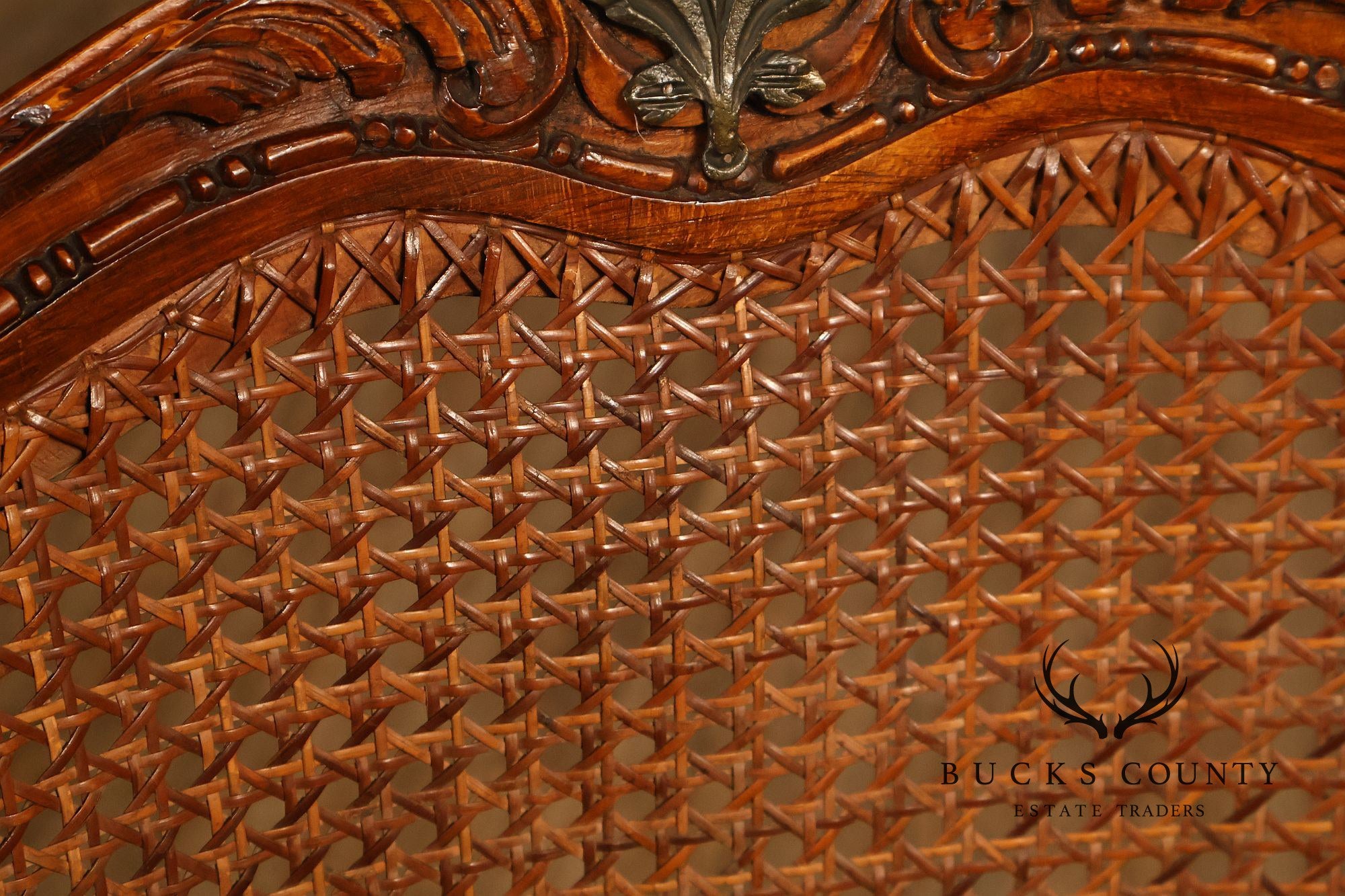 French Louis XVI Style Vintage Set Of 12 Caned Dining Chairs