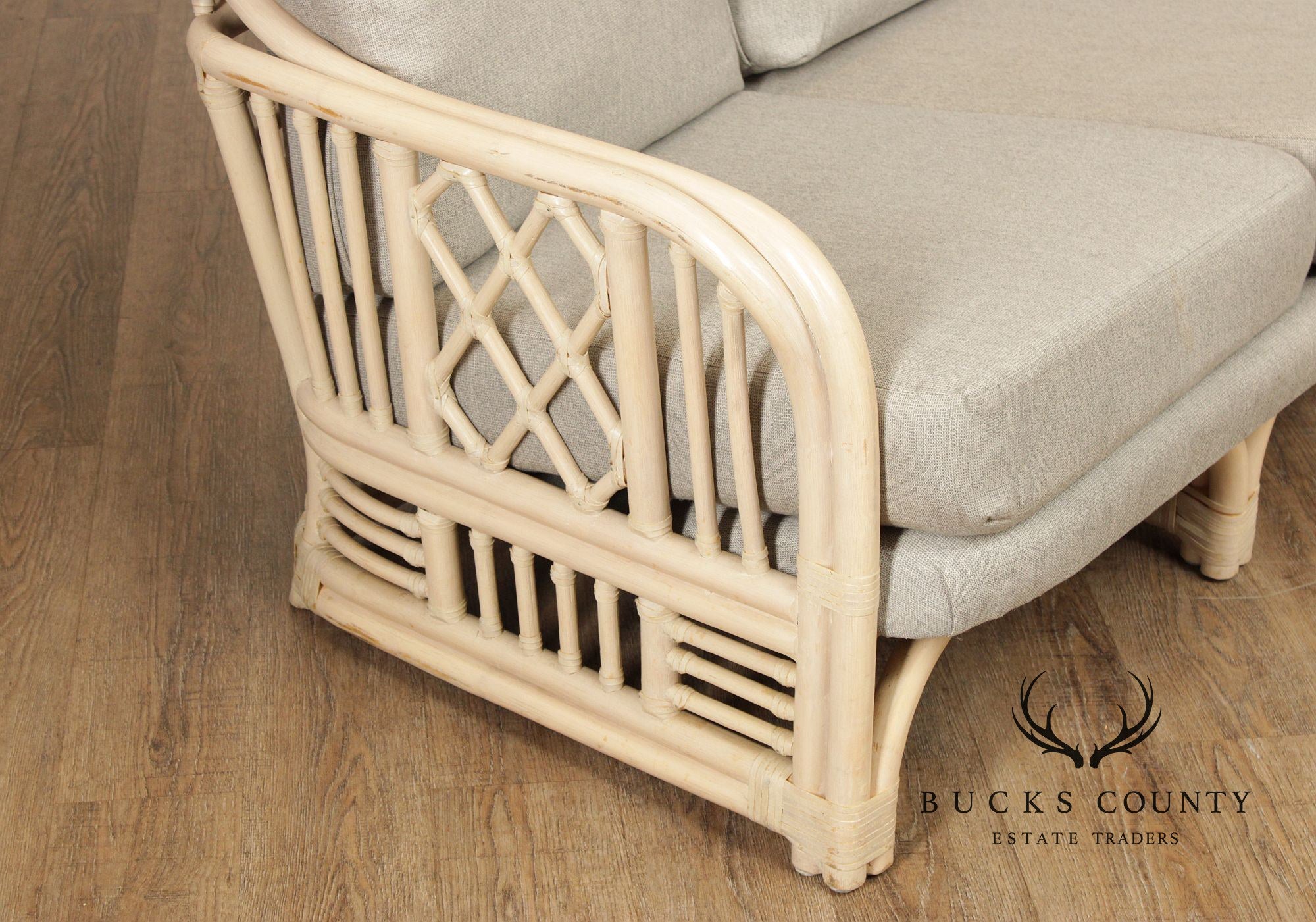 Brighton Pavilion Style Vintage Rattan Three-Seat Sofa