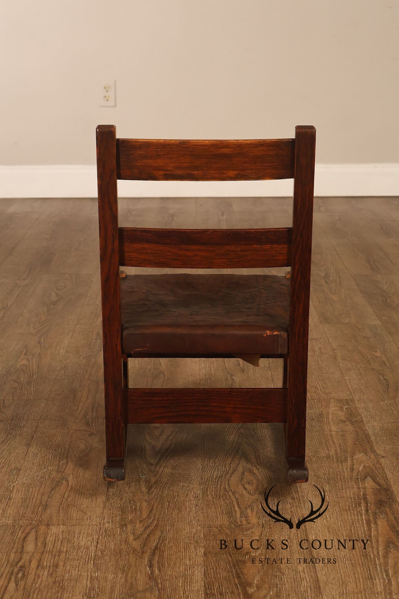 Antique Gustav Stickley Arts And Crafts Oak Child's Chair And Rocker