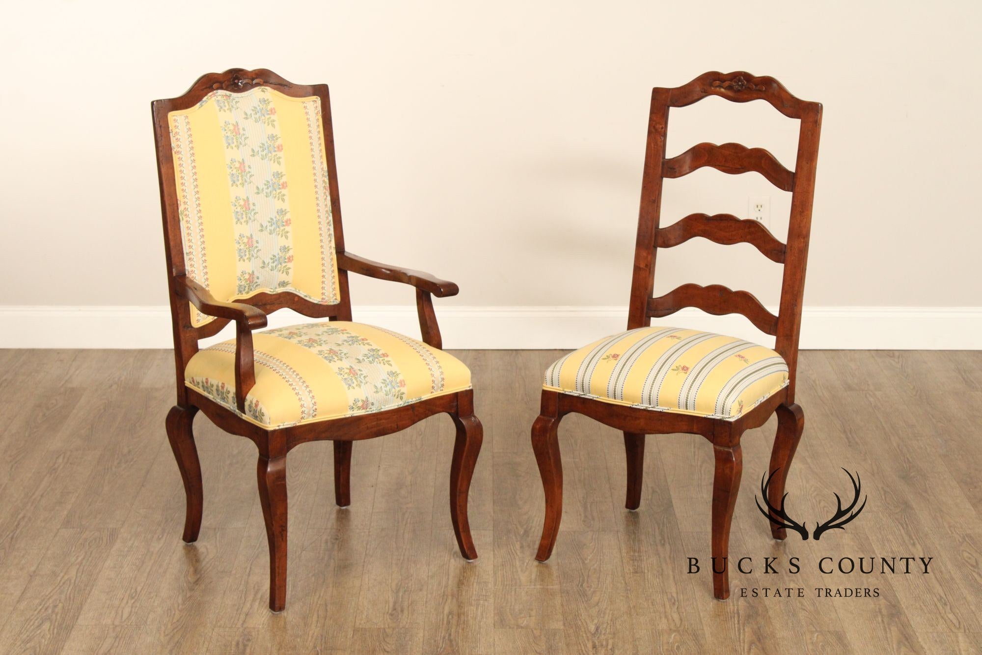 Guy Chaddock French Country Style Set Of Eight Ladder Back Dining Chairs