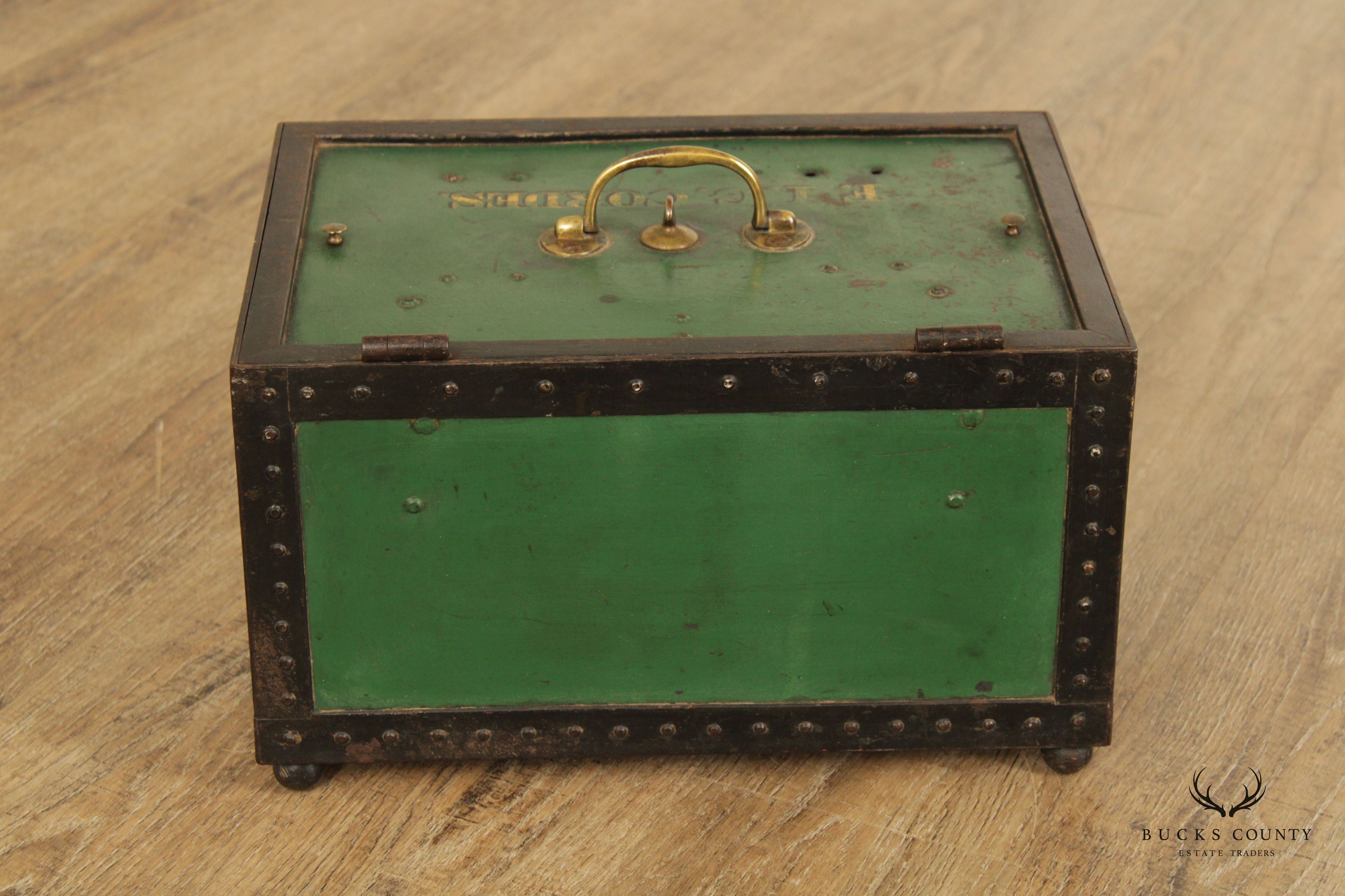 Antique F.I.G. Cordes Shopkeeper's Cast Iron Cash Chest or Strong Box
