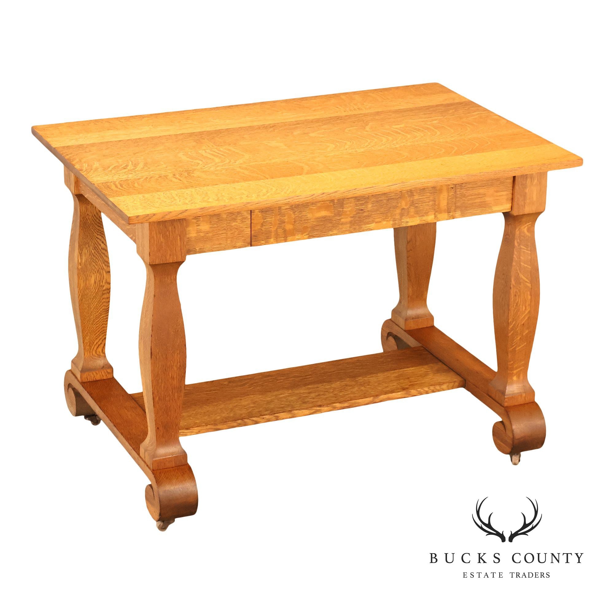 Empire Style Antique Oak Library Table
