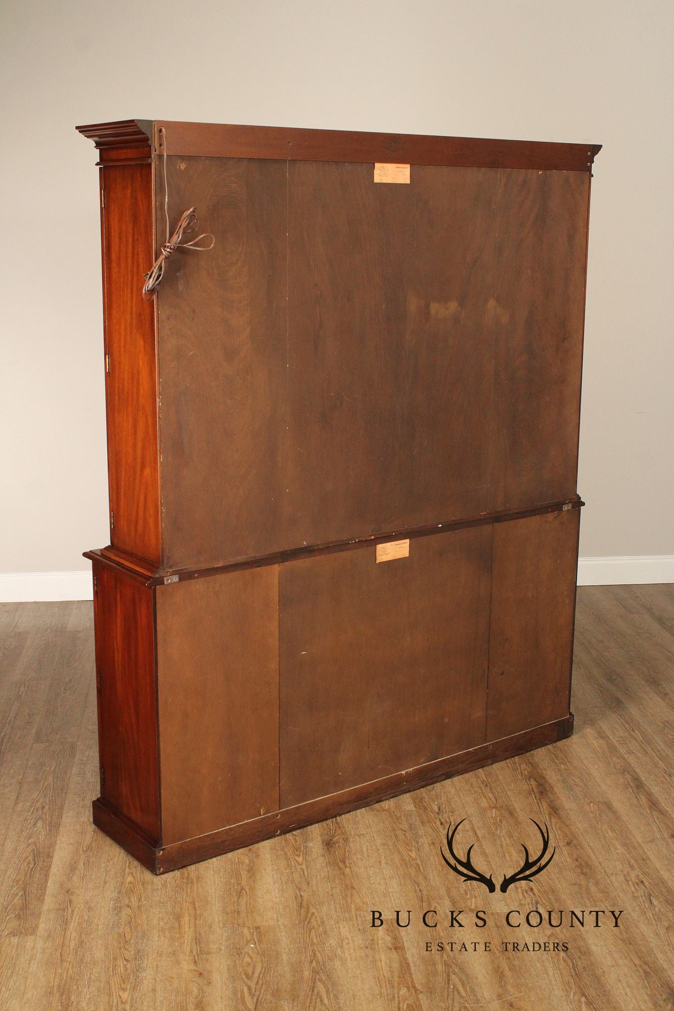 Henkel Harris Georgian Style Inlaid Mahogany Breakfront Bookcase