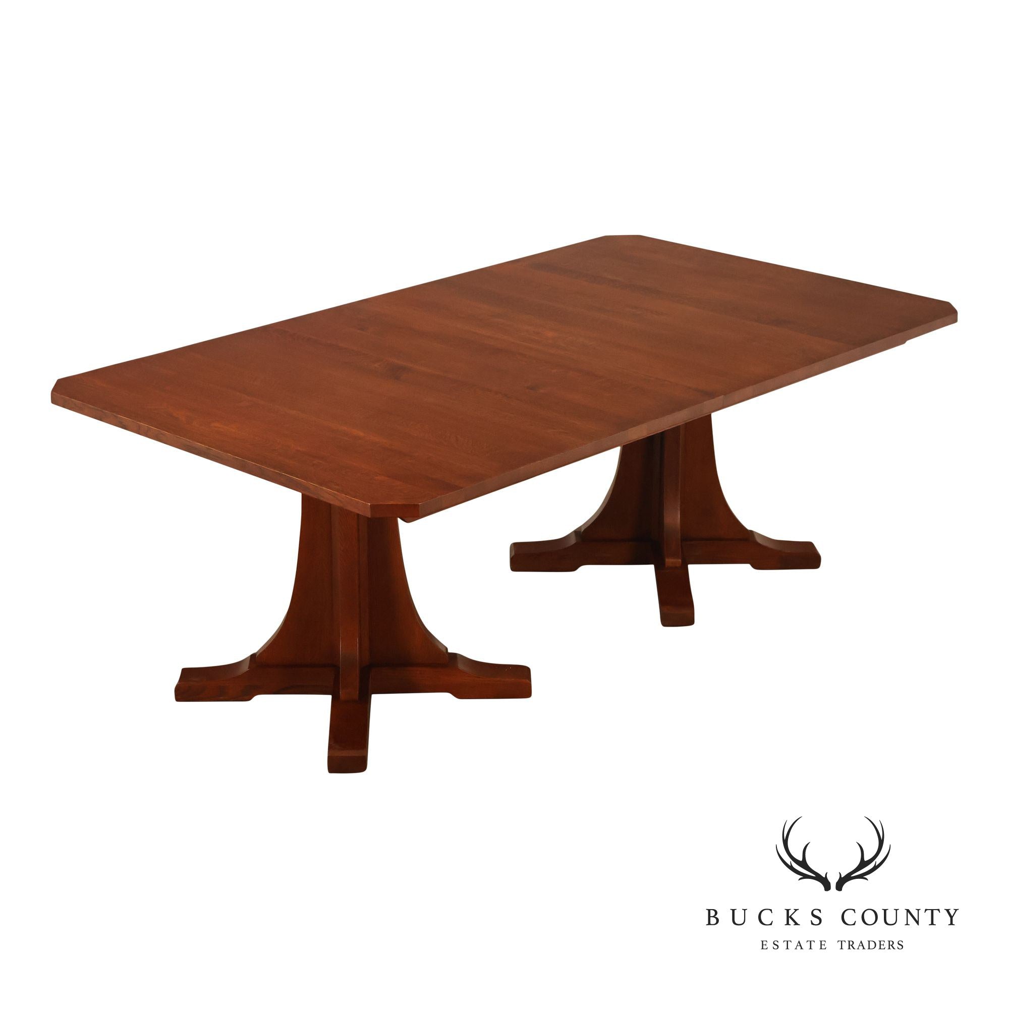 Stickley Mission Collection Oak Double Pedestal Dining Table