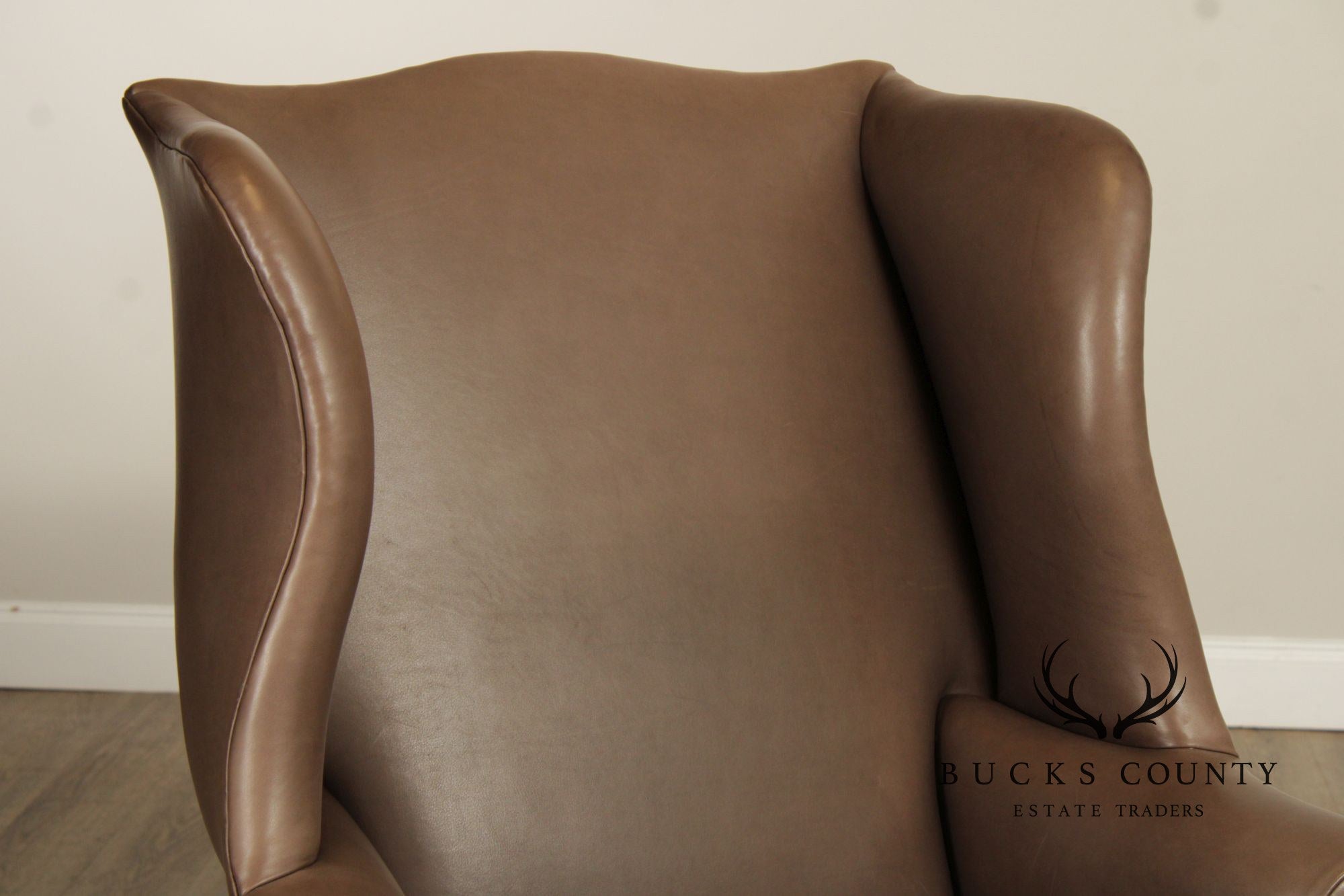 Chippendale Style Pair of Leather Wing Chairs