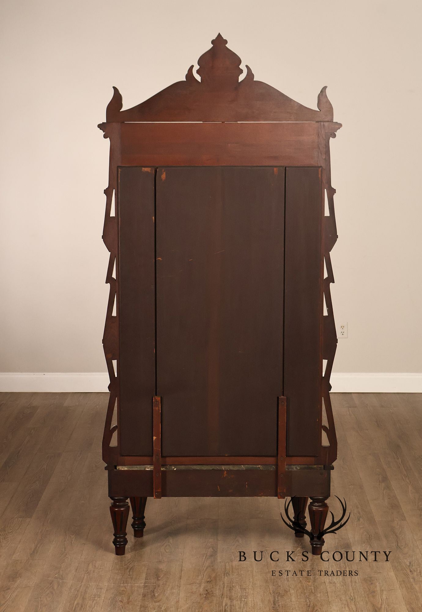 Antique American Renaissance Revival Walnut Mirrored Etagere Hall Tree