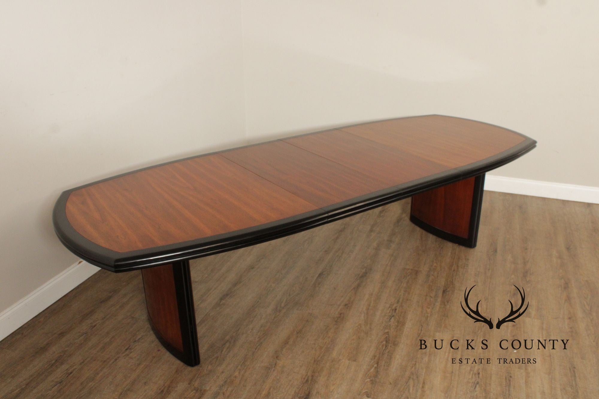 Century Furniture Expandable Modern Two Toned Ebonized Dining Table
