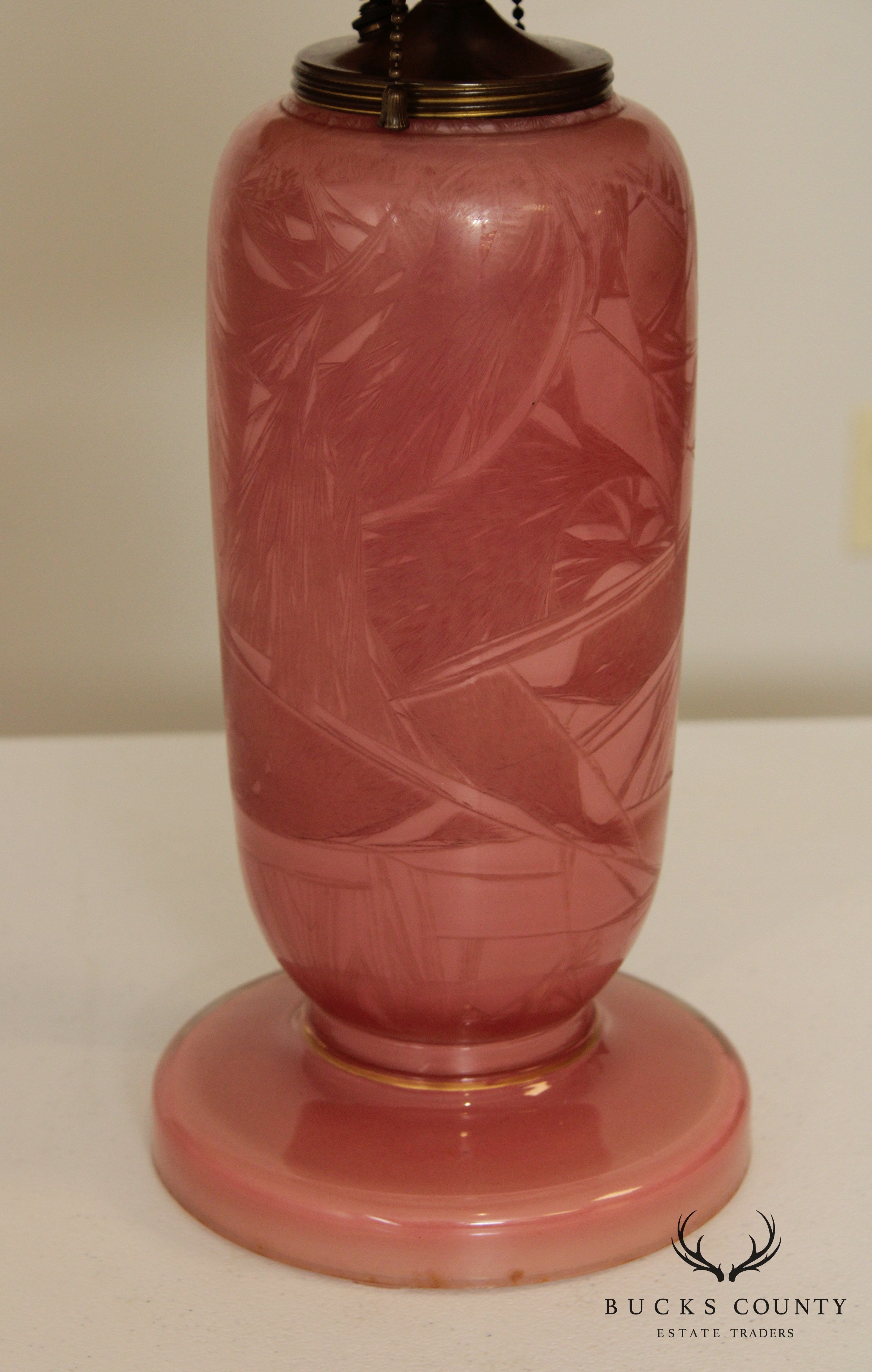 Vintage Art Glass Lamp with English Clyde Cole Shade
