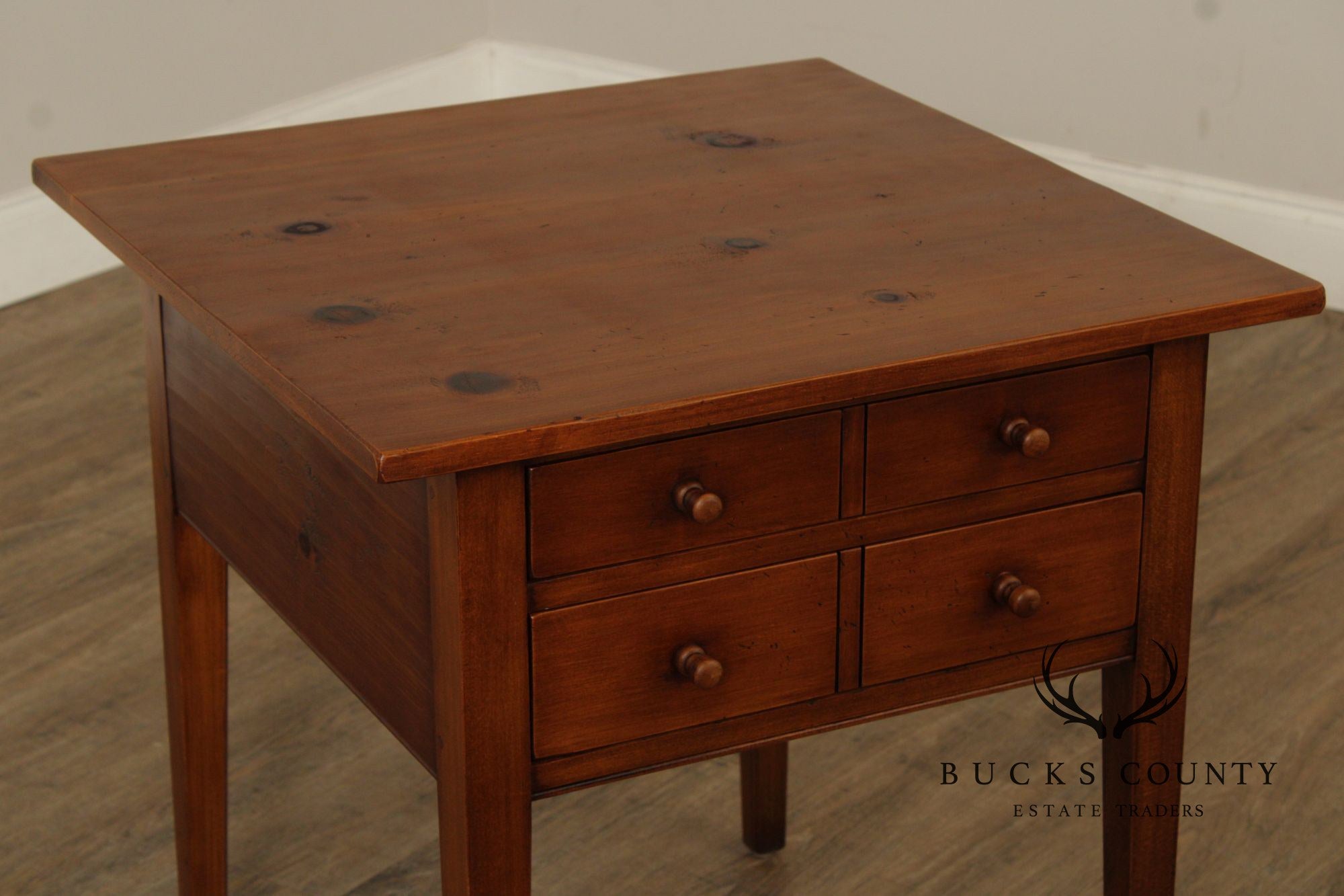 William Draper Custom Pair Of Pine Two Drawer Side Tables