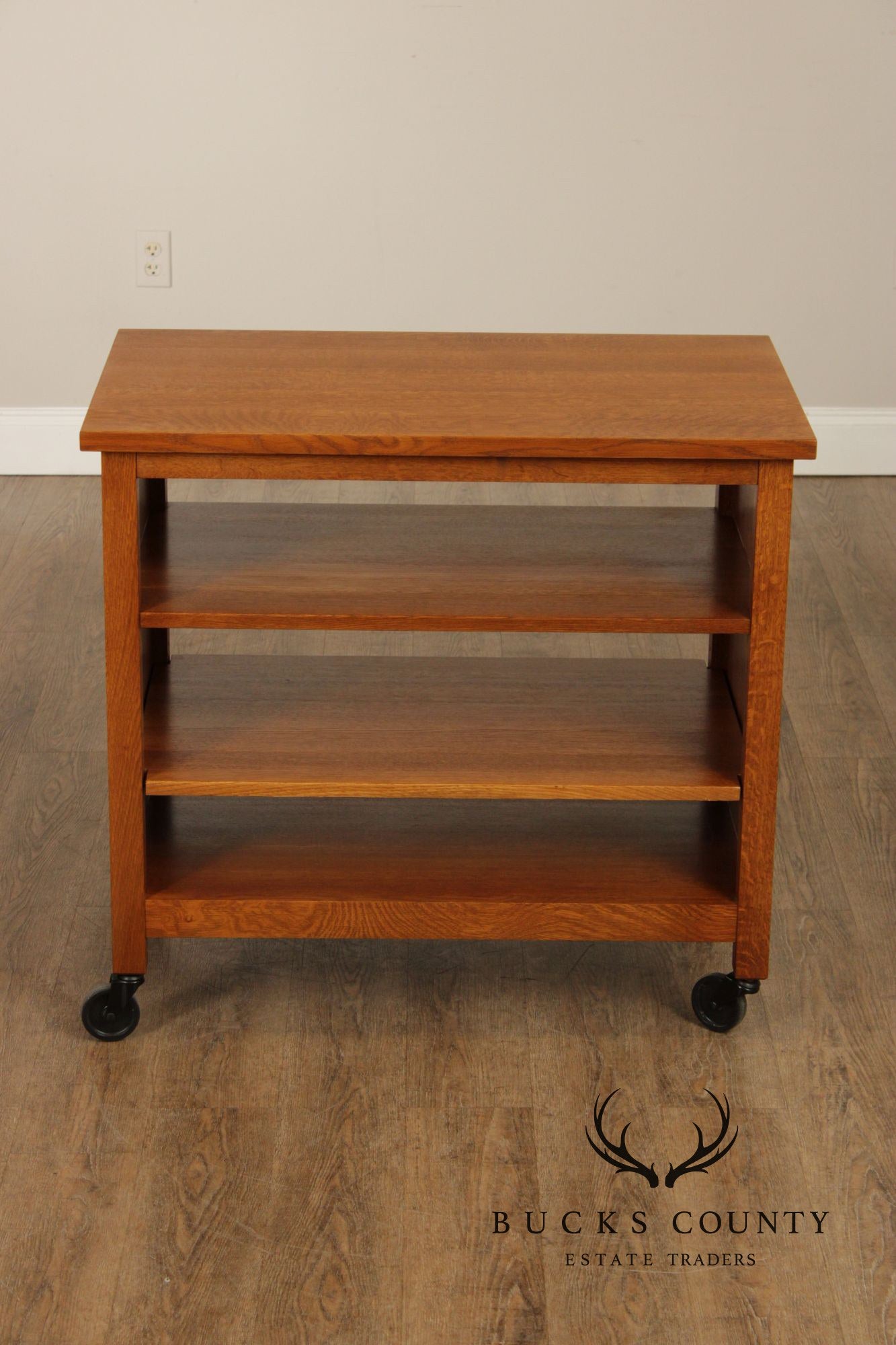 Stickley Mission Collection Oak Rolling Media Console