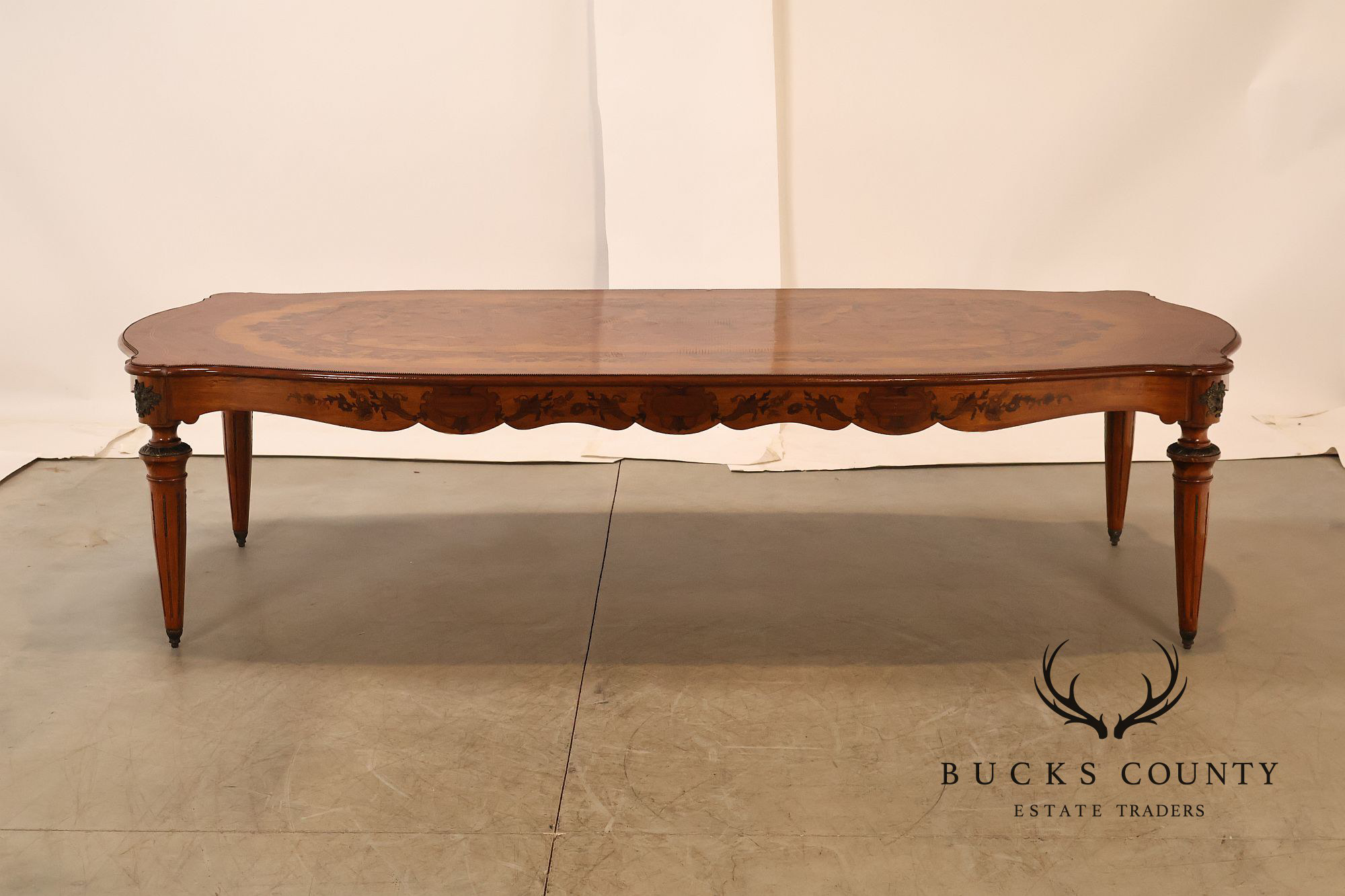 Custom Louis XVI Style Walnut Marquetry Dining Table